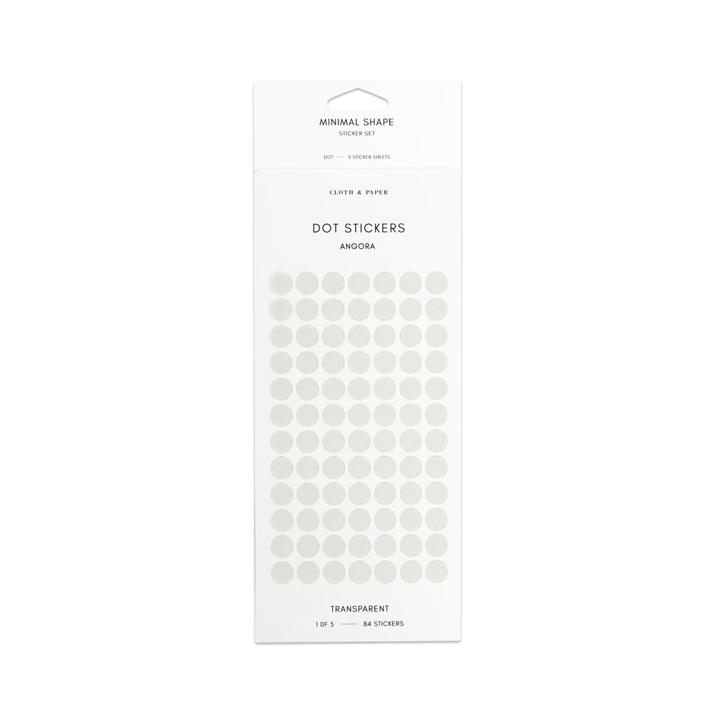 Angora dot stickers in their packaging on a white background.