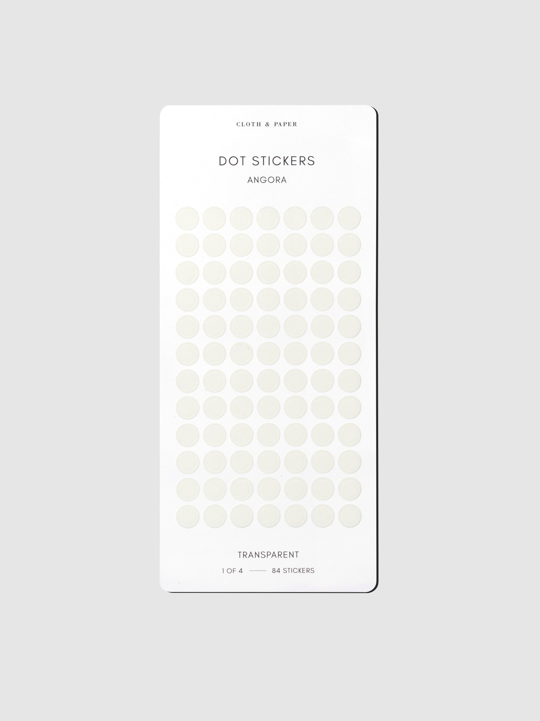 Sticker sheet displayed on a neutral background. Color shown is Angora.