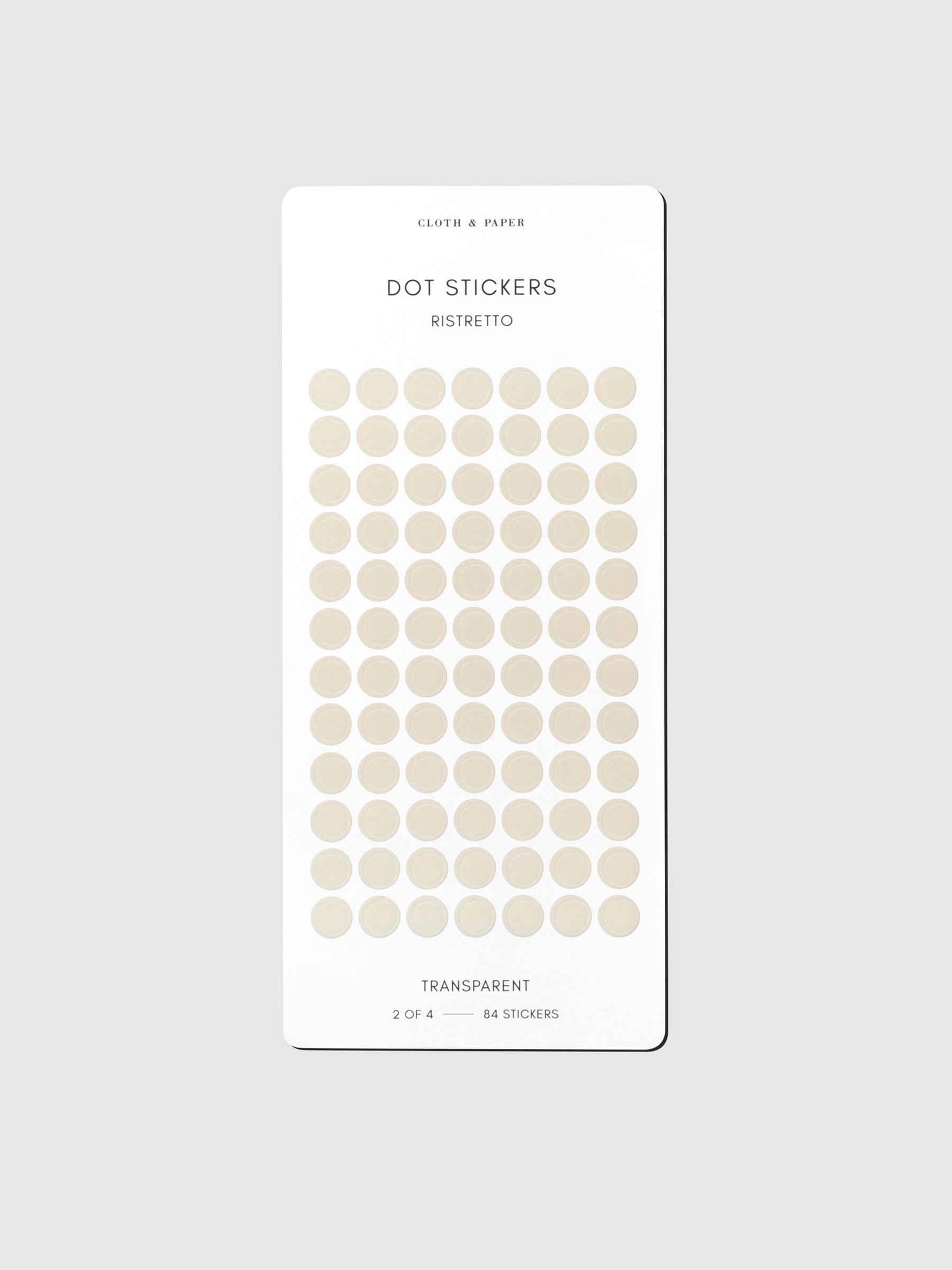Sticker sheet displayed on a neutral background. Color shown is Ristretto.