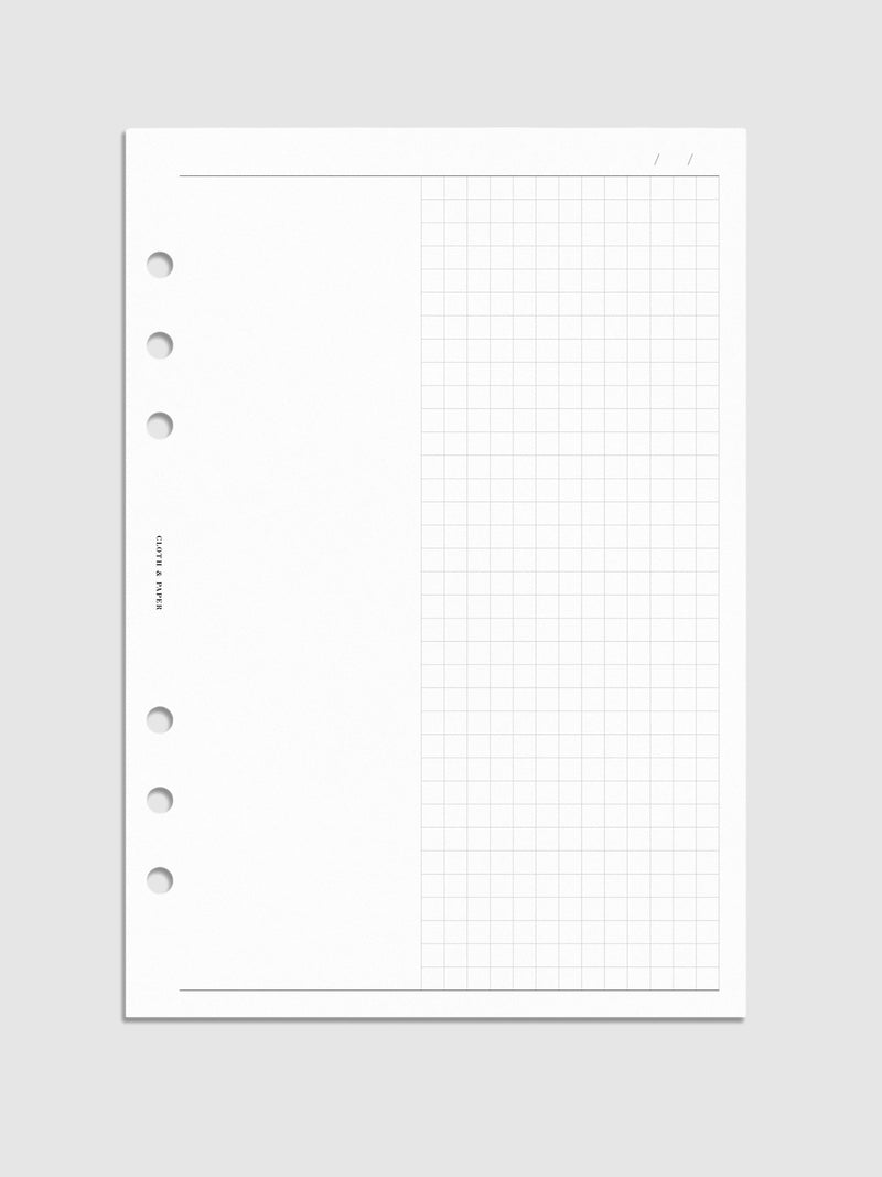 Duo Notes Planner Inserts | Blank + Graph | Cloth & Paper