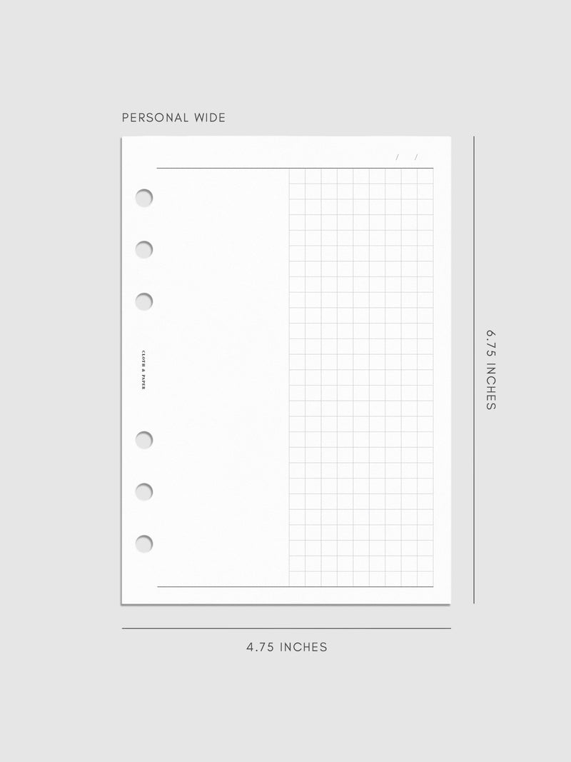 Duo Notes Planner Inserts | Blank + Graph | Cloth & Paper