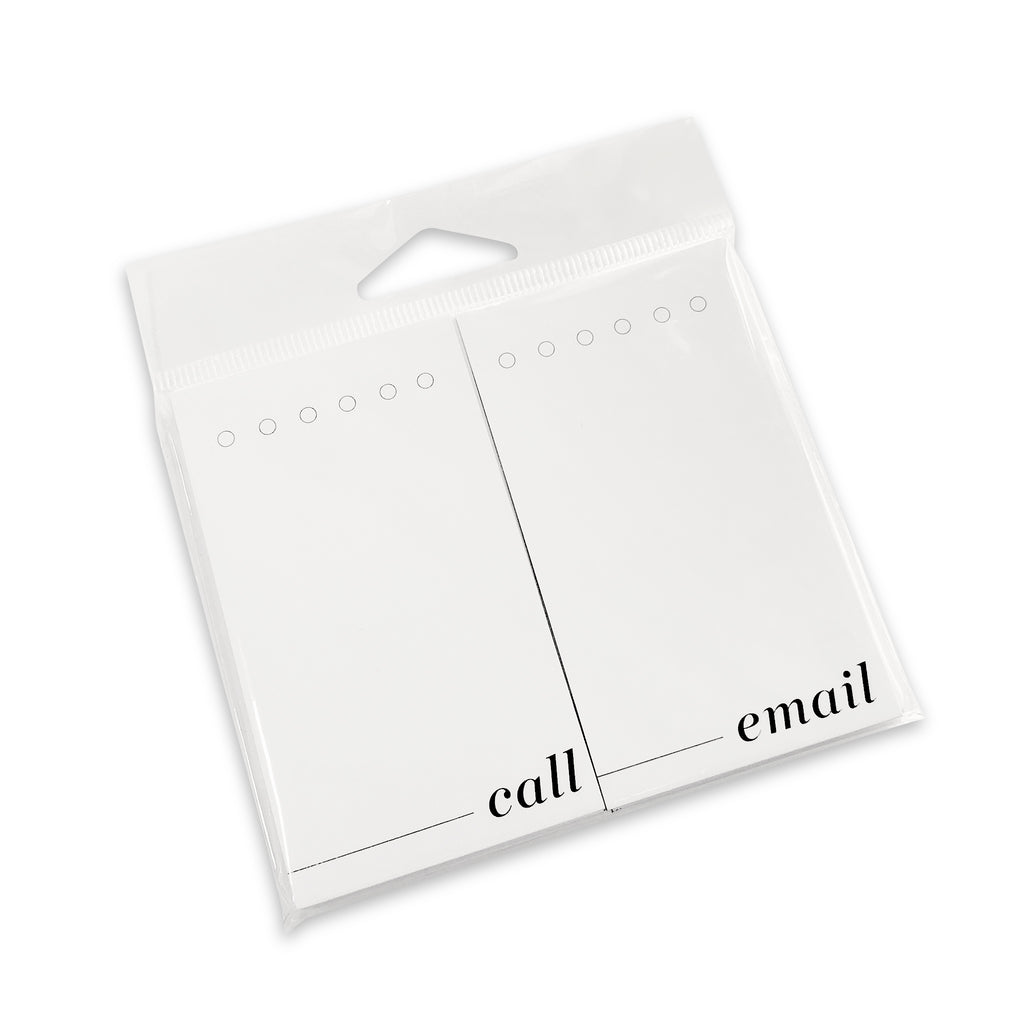 Email/Call Minimal Task Card Set, Cloth and Paper. Cards in their packaging displayed on a white background.
