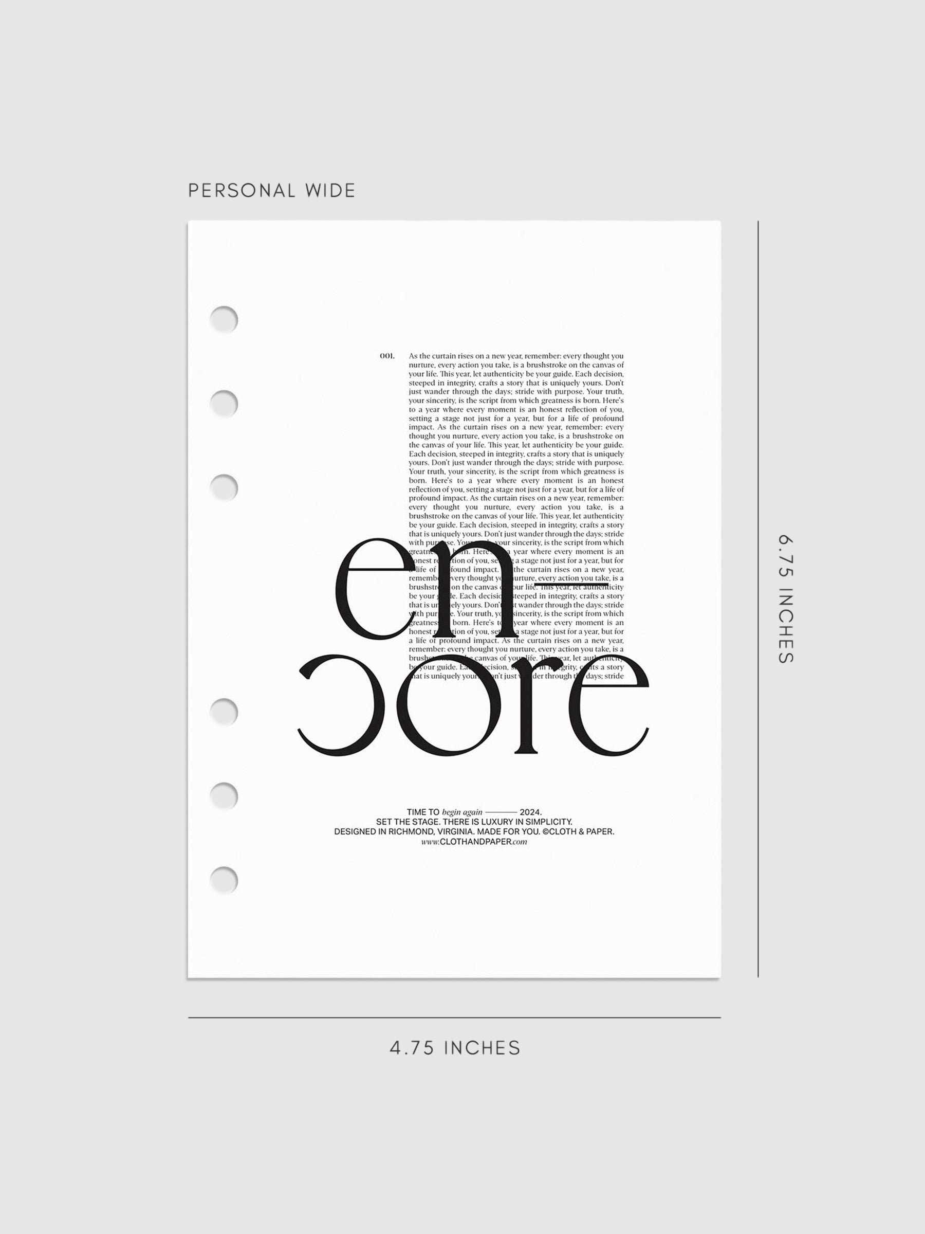 Encore Planner Dashboard in Personal Wide size