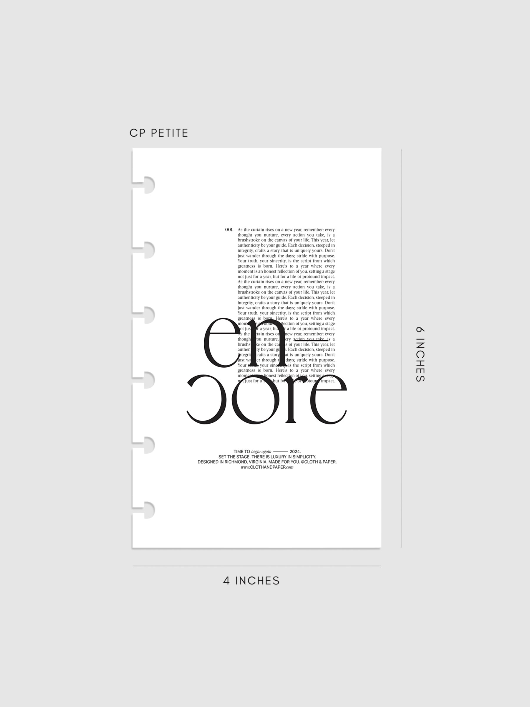 Encore Planner Dashboard in Petite size