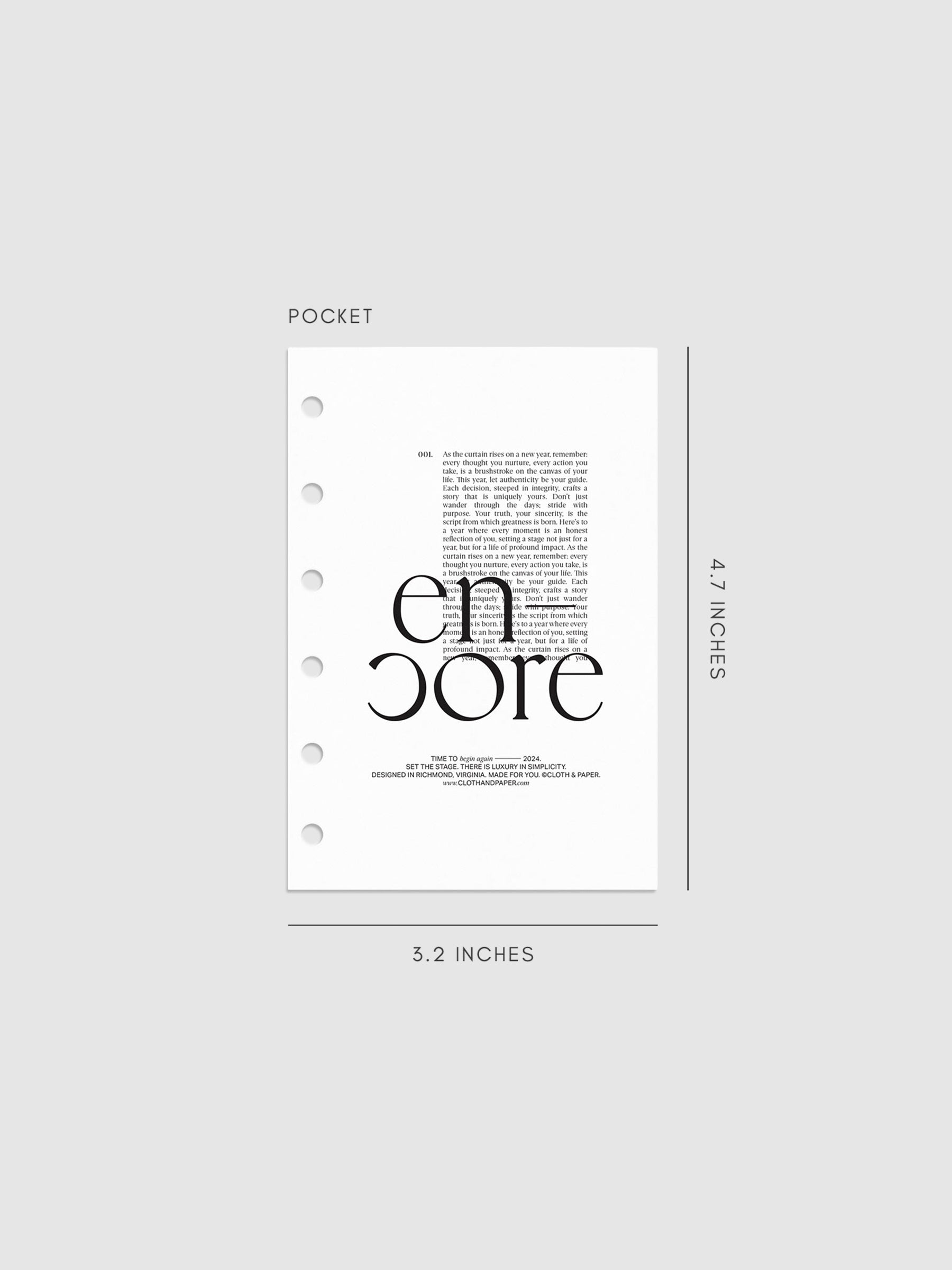 Encore Planner Dashboard in Pocket size