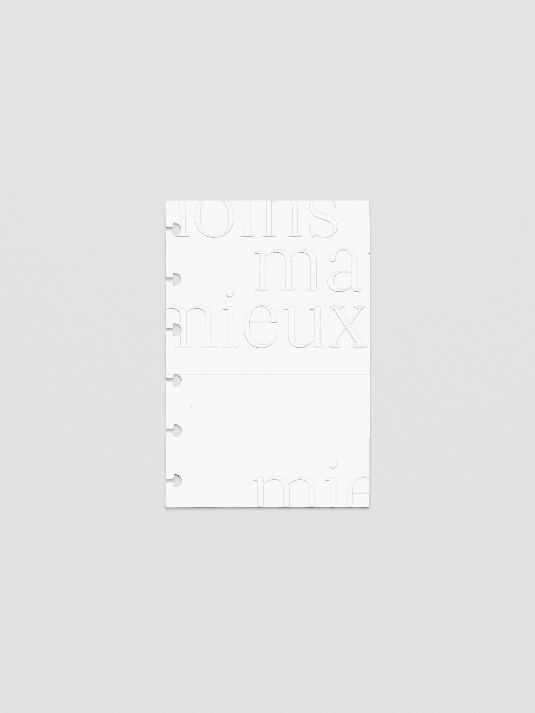 Essentialism Dashboard Duo reading "moins mai mieux" in size CP Petite; cardstock layer only.