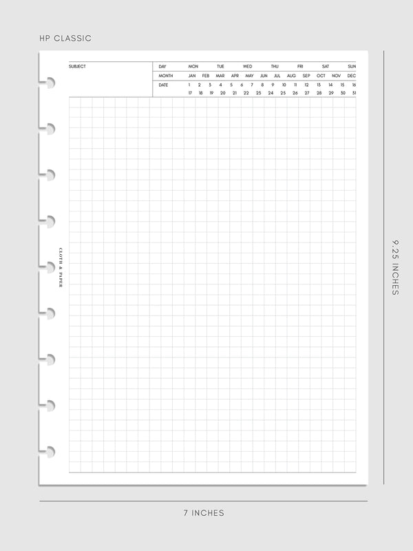 Executive Note Planner Inserts | Graph Paper | Cloth & Paper