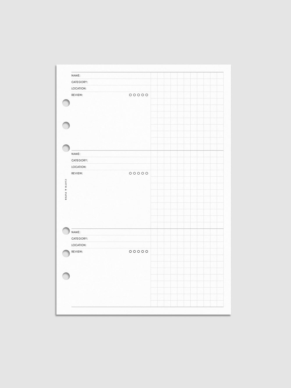 Experience Tracker Inserts | Cloth & Paper