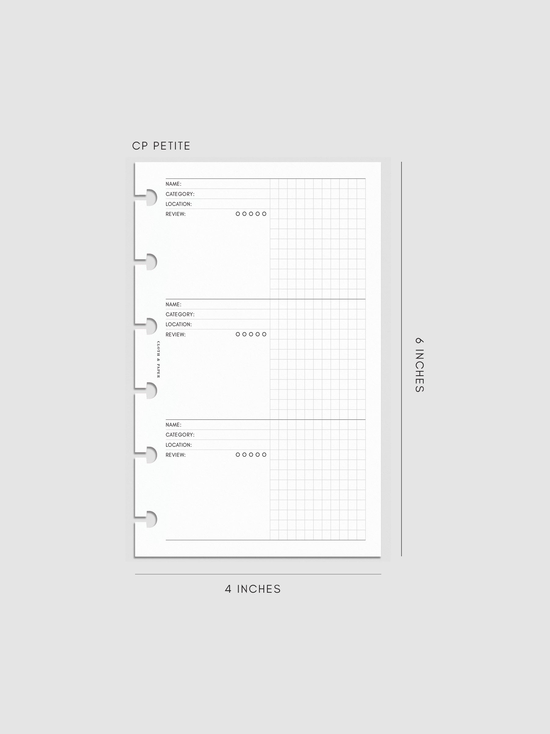 Digital mockup of the Experience Tracker Planner Inserts in CP Petite.