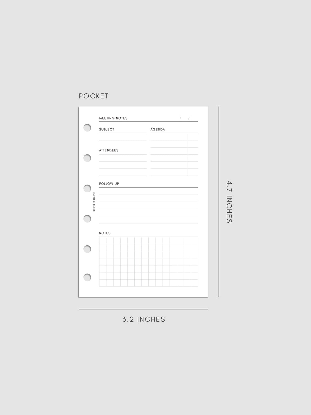 Note Paper For Inserts Extended Meeting Notes Planner Inserts | Cloth & Paper