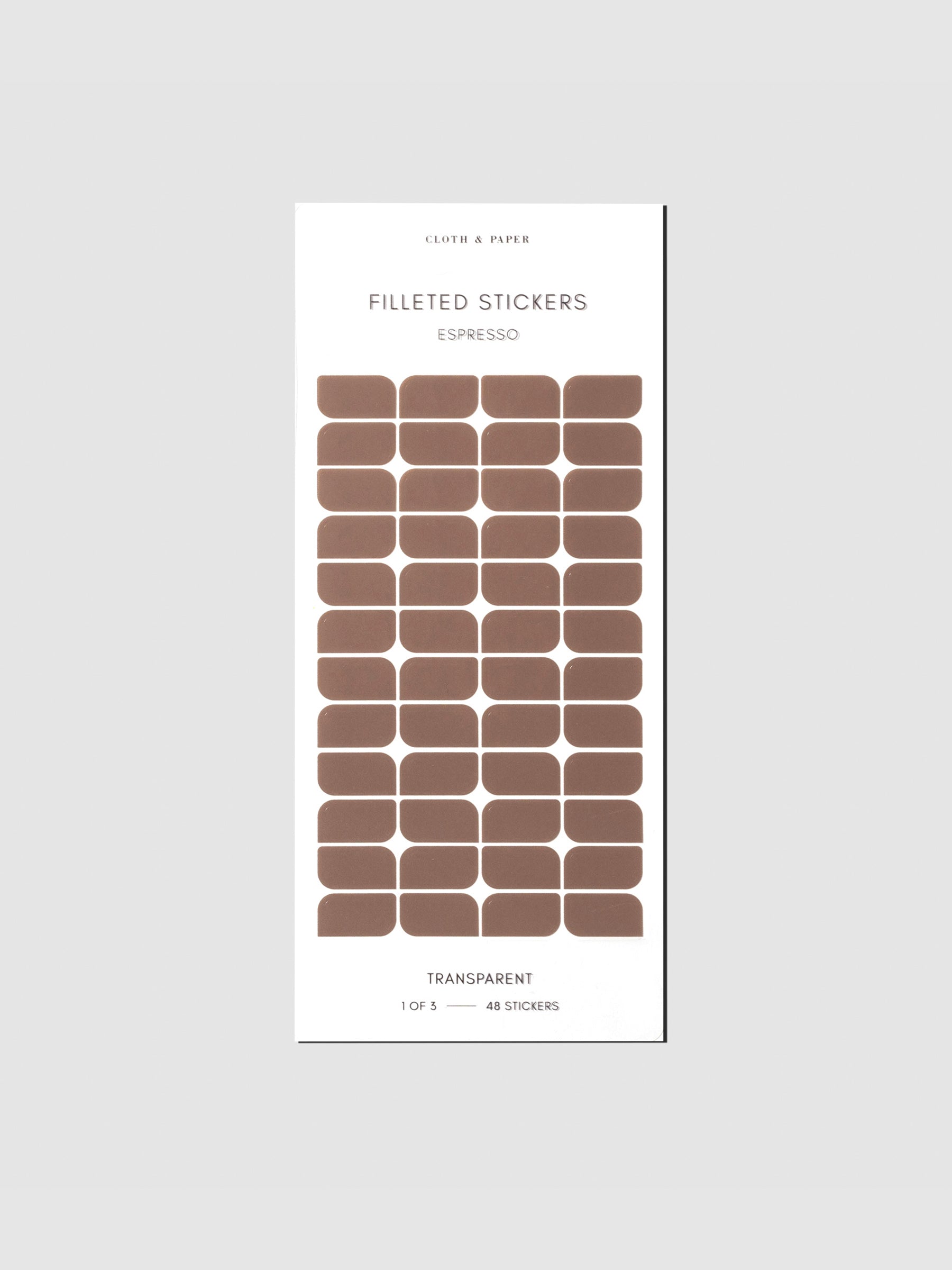 Small sticker sheet displayed on a neutral background. Color shown is Espresso.