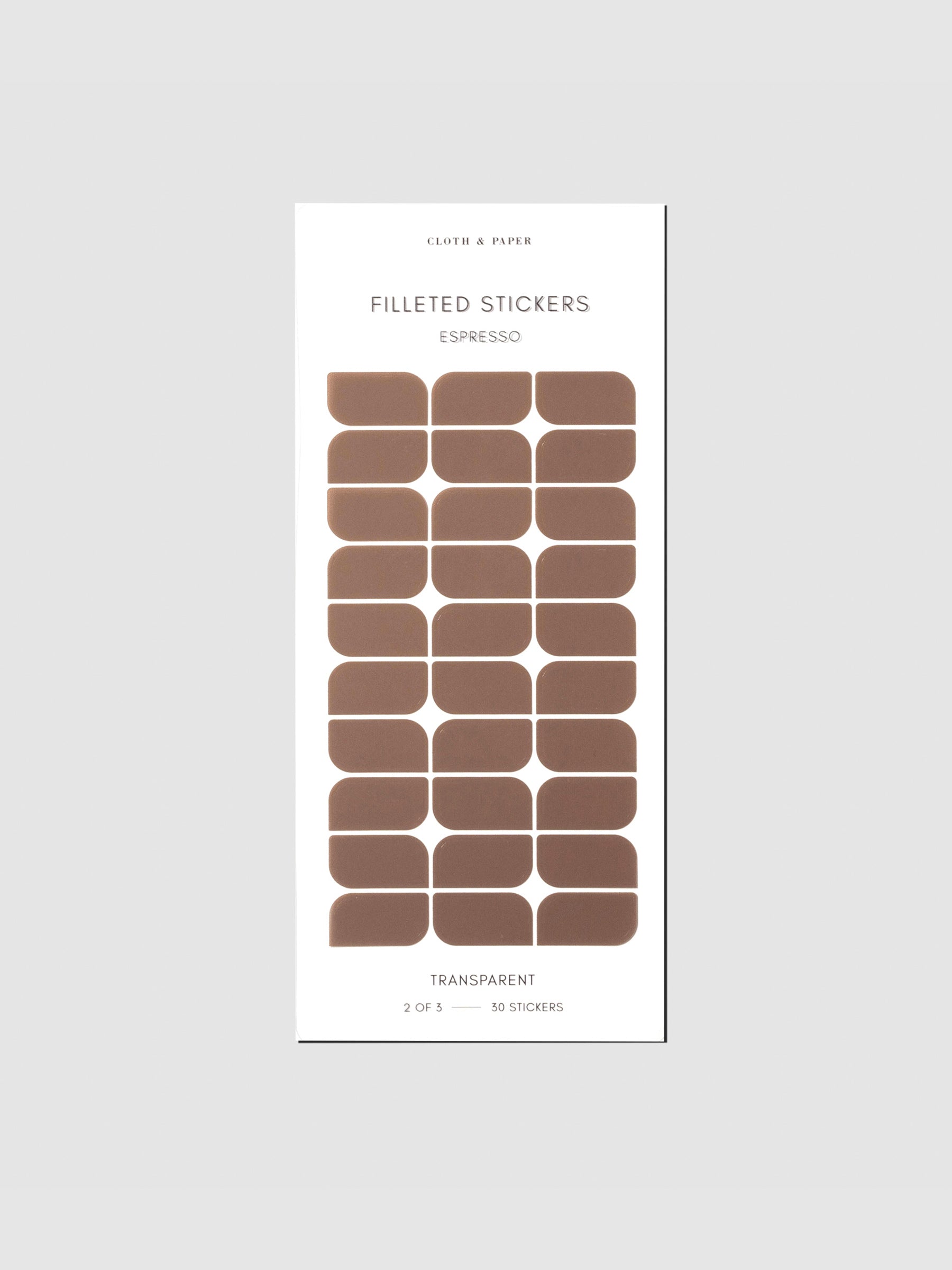 Medium sticker sheet displayed on a neutral background. Color shown is Espresso.