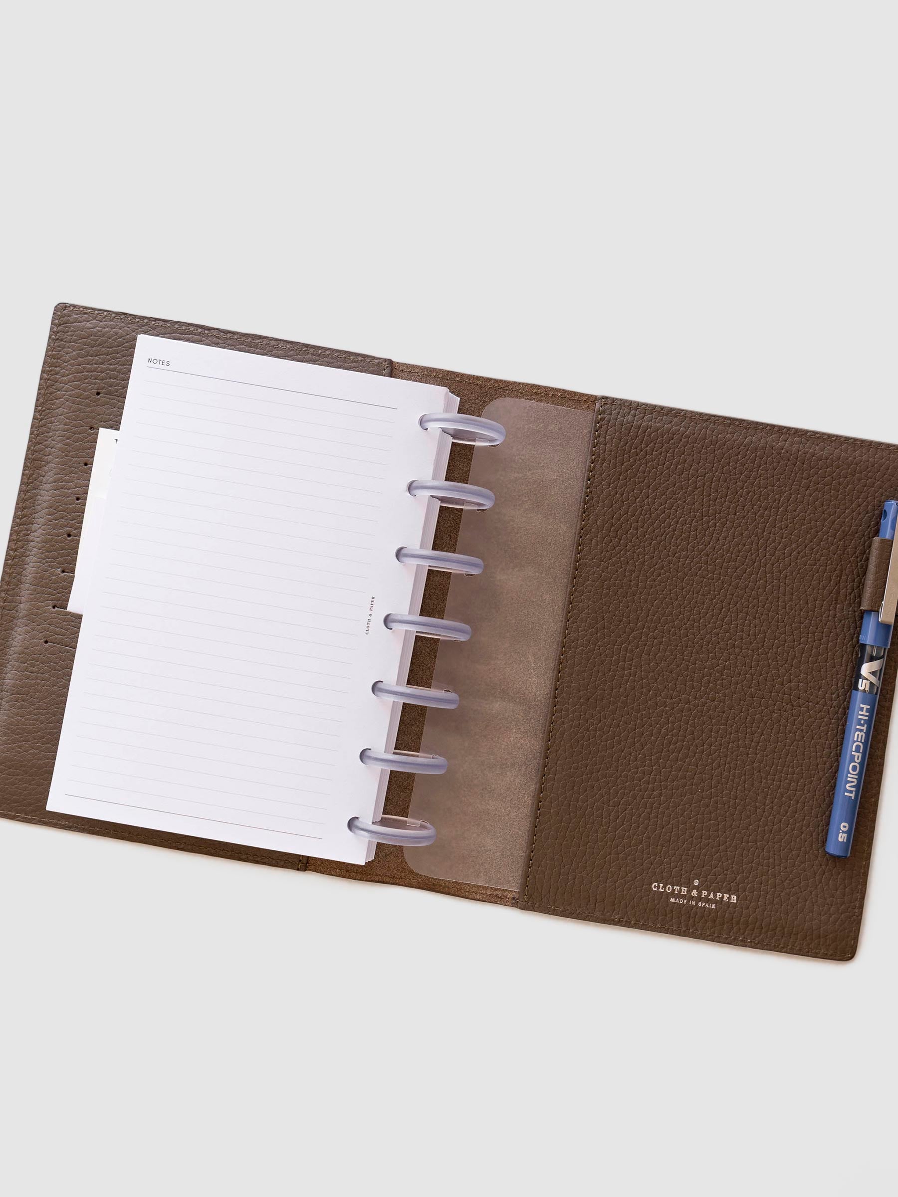 HP Mini / Personal cover displayed inside a brown leather folio. Size shown is HP Mini.