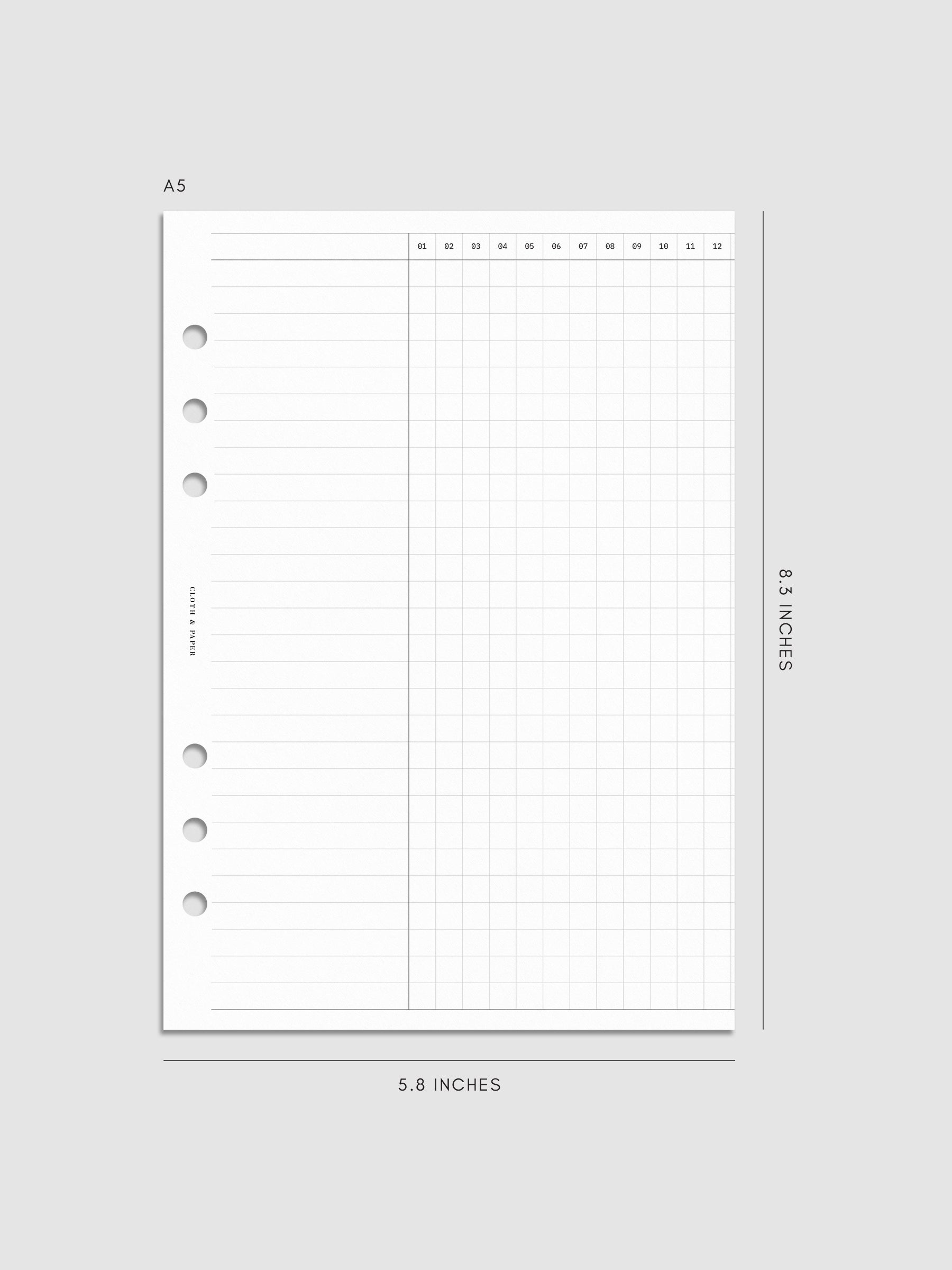Digital mockup of Habit Fold Out Planner Insert in A5