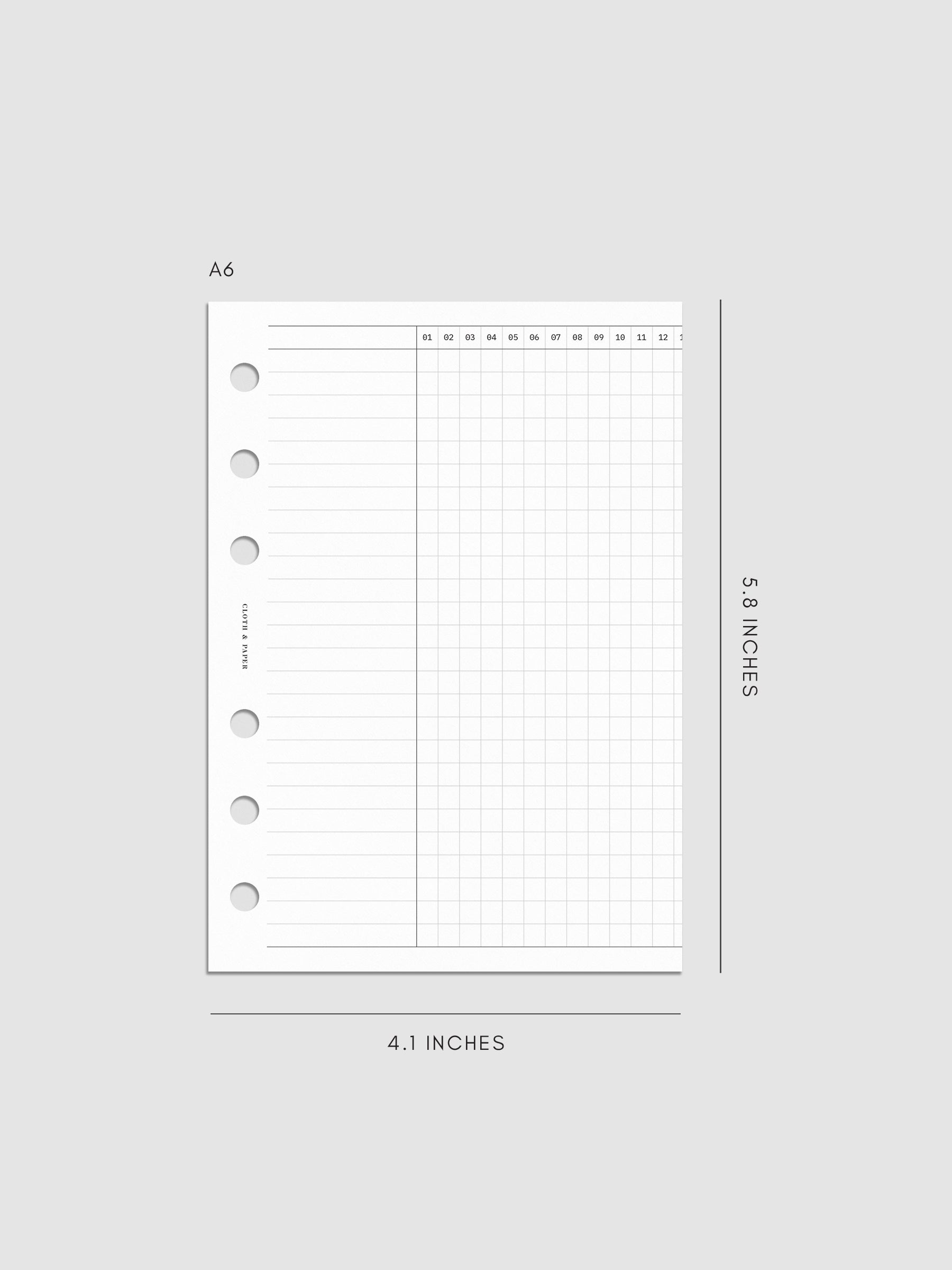 Digital mockup of Habit Fold Out Planner Insert in A6