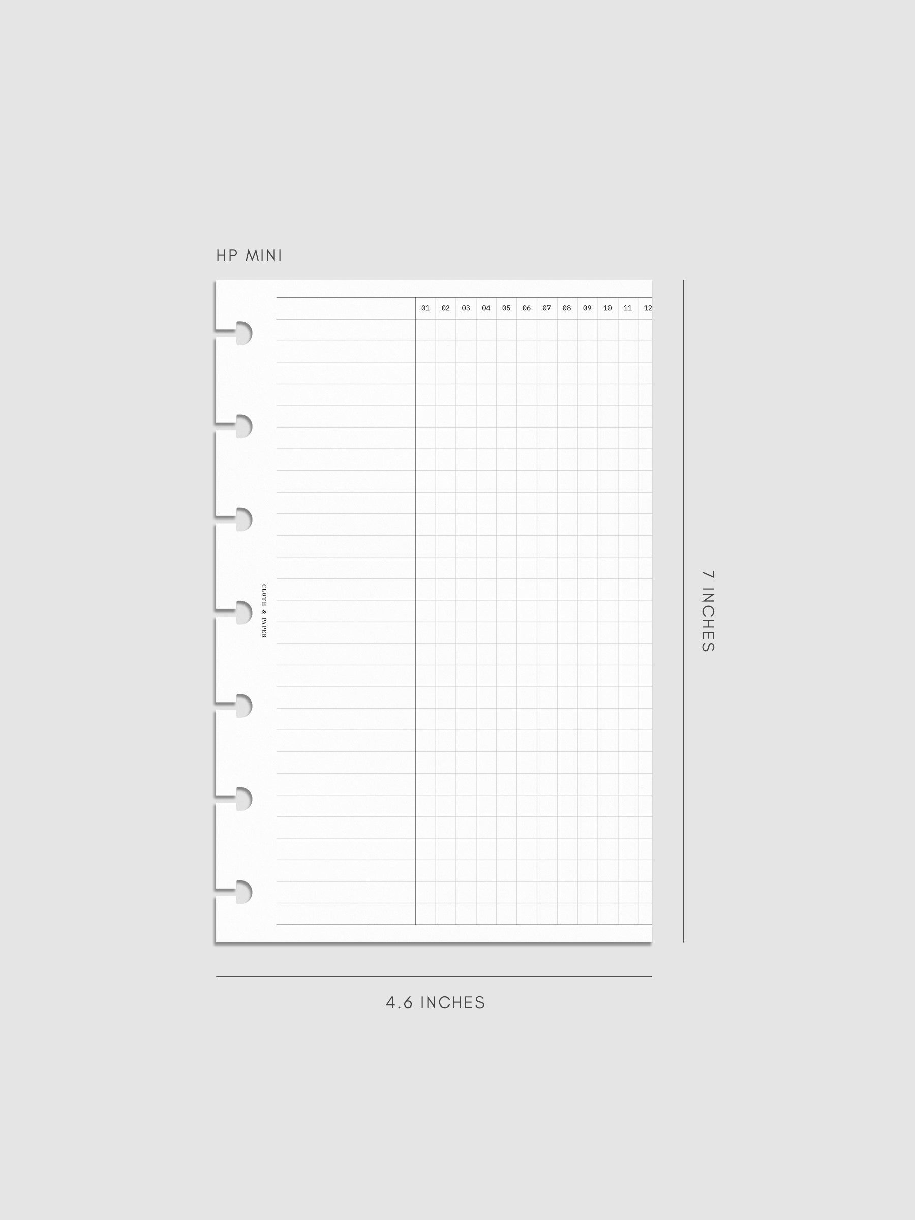 Digital mockup of Habit Fold Out Planner Insert in HP Mini