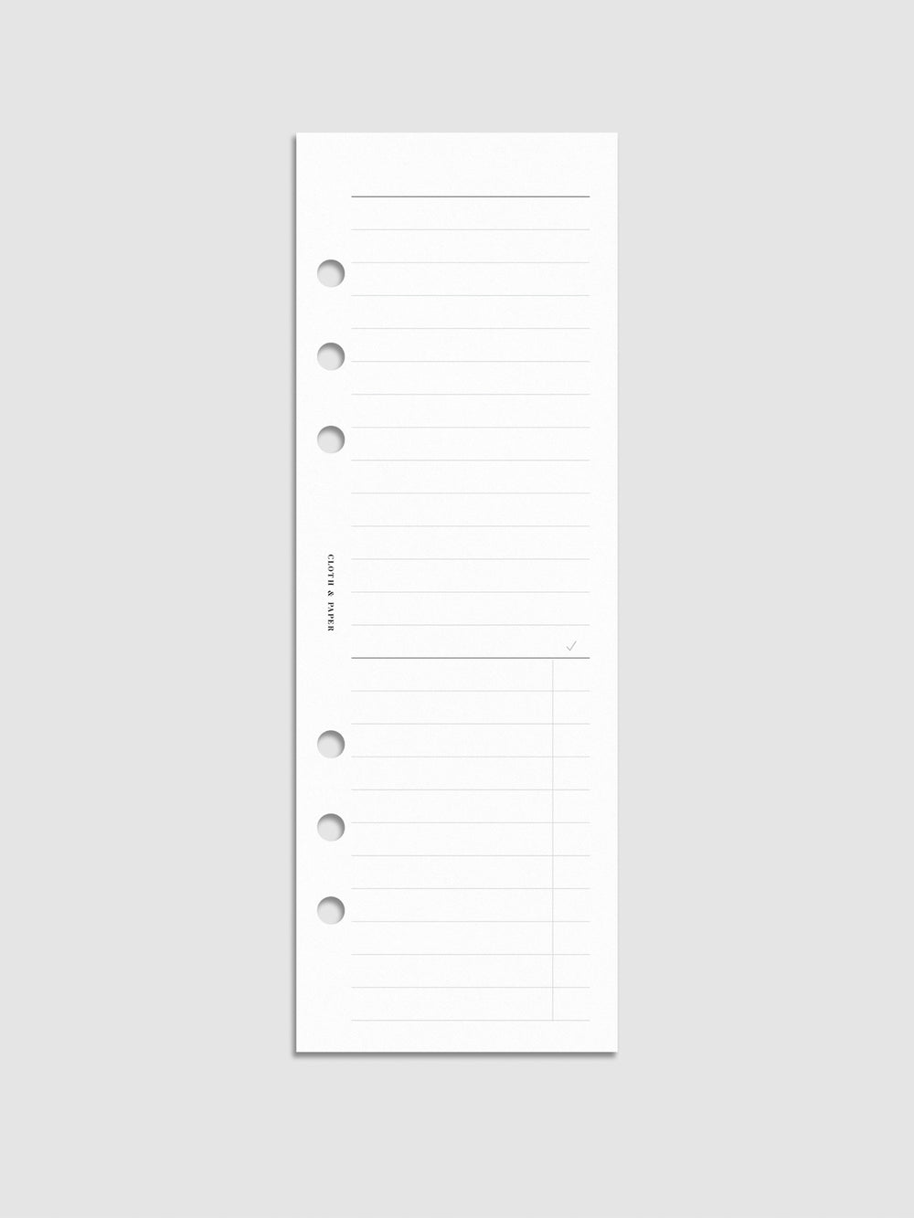 Half Page Notes Planner Inserts | Cloth & Paper