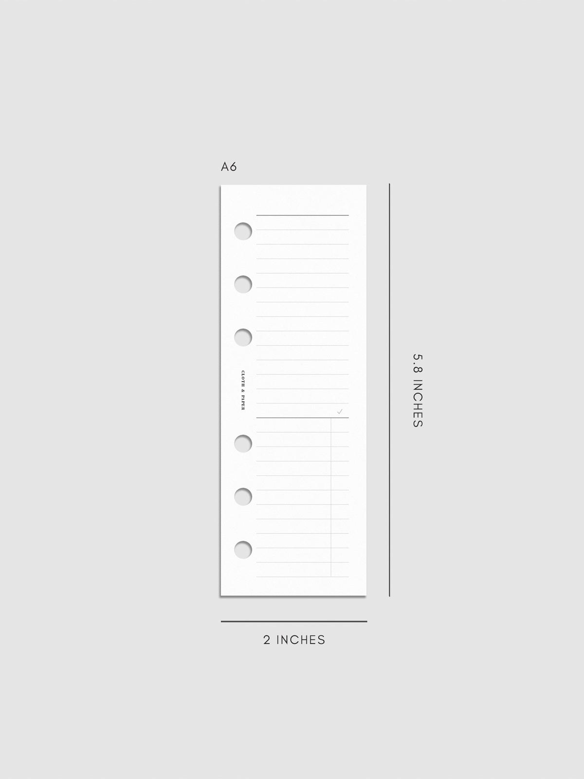 Half Page Notes Planner Inserts | Cloth & Paper