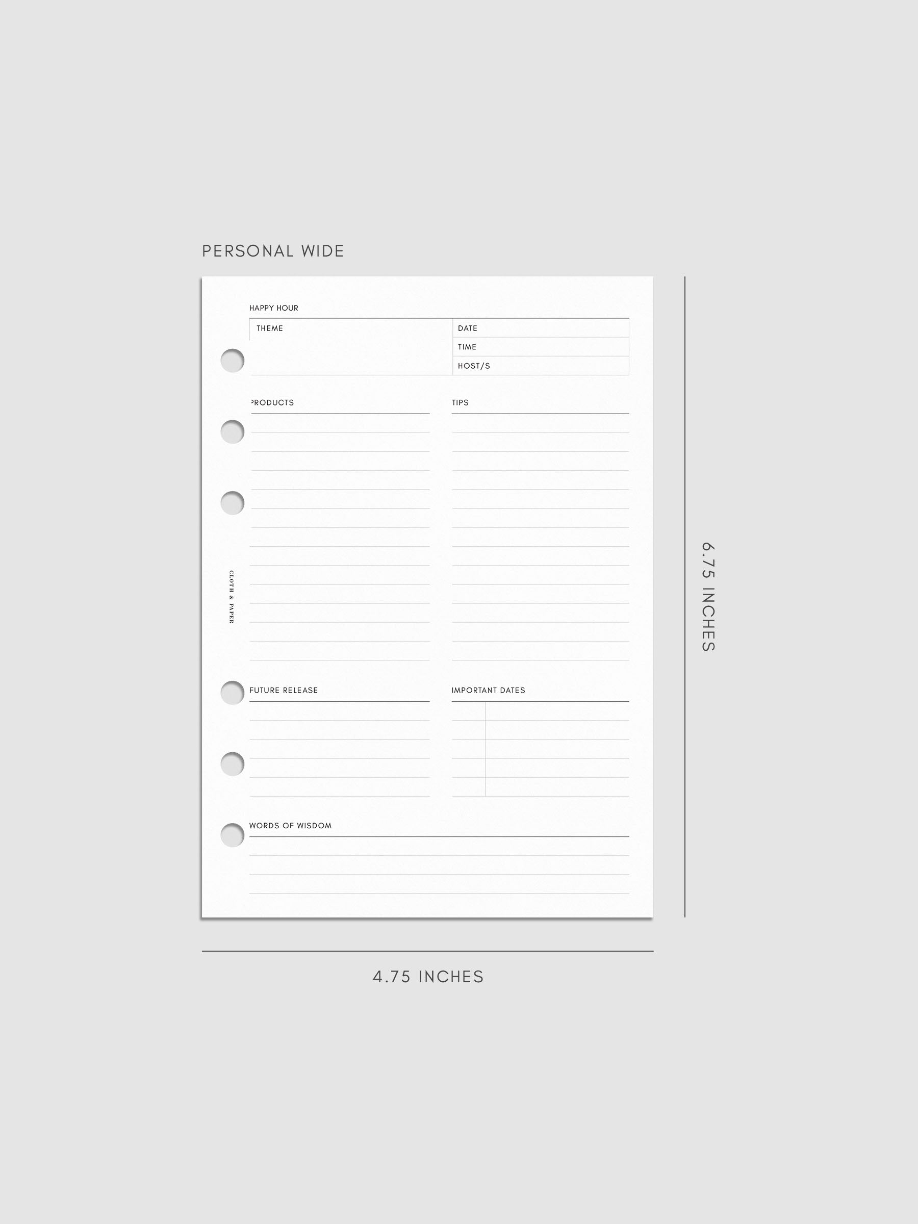 Mockup of Happy Hour Notes Inserts in Personal Wide