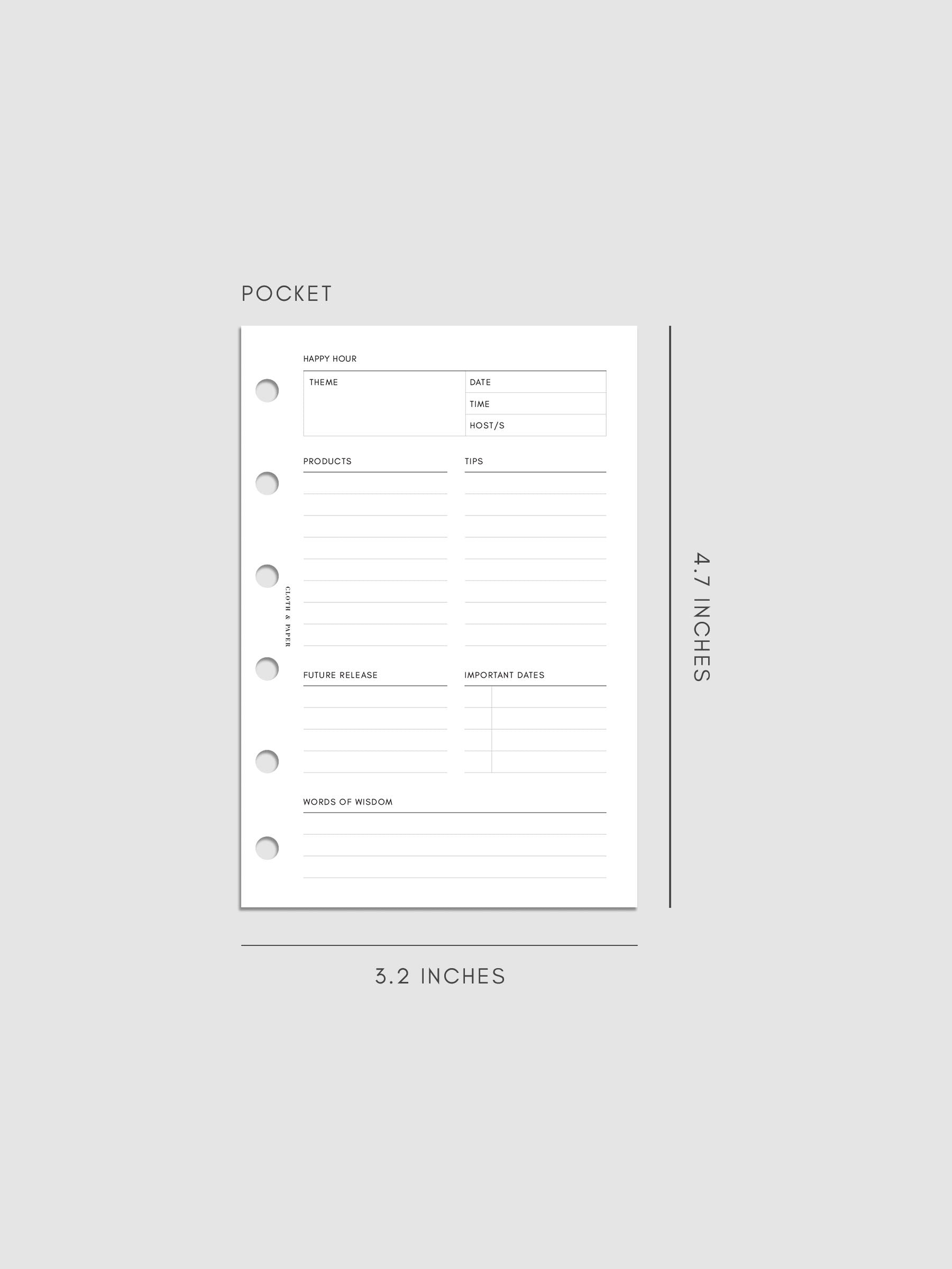 Mockup of Happy Hour Notes Inserts in Pocket