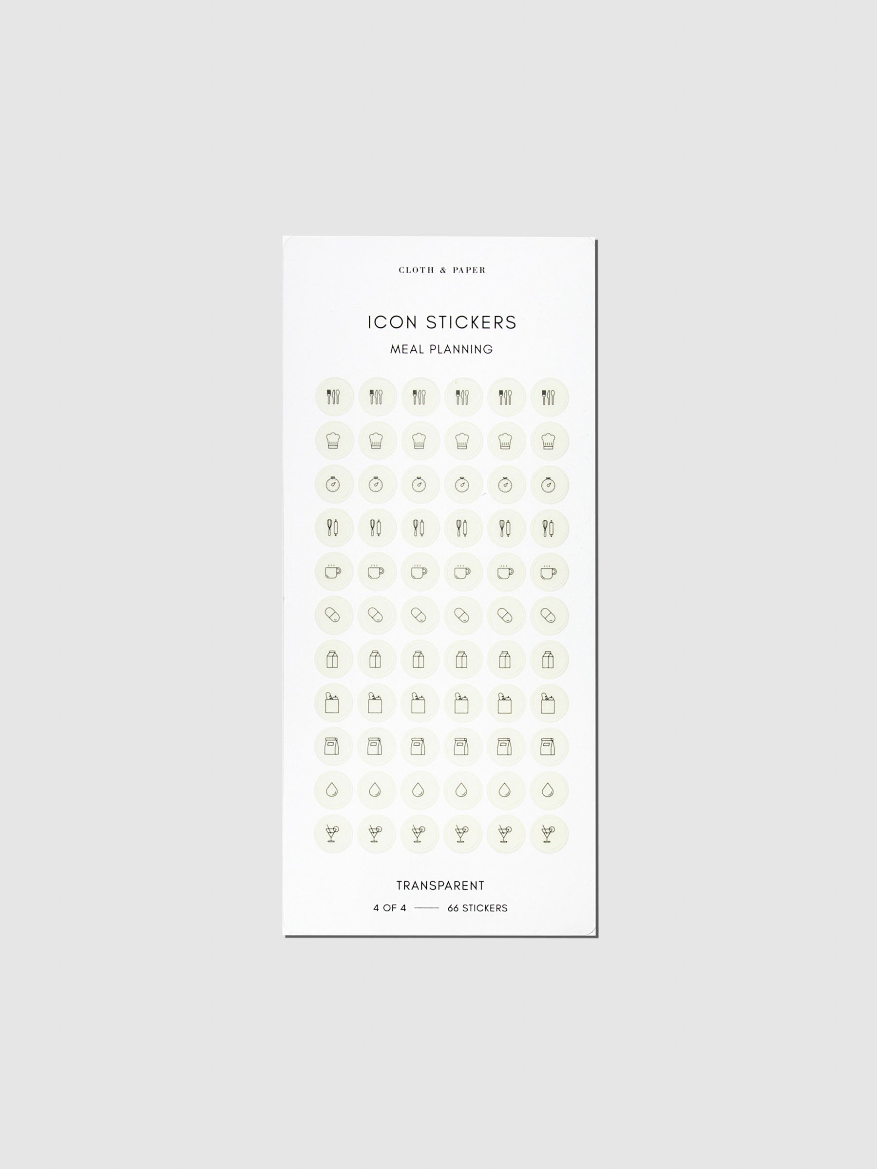 Beige meal planning sticker sheet displayed on a neutral background.