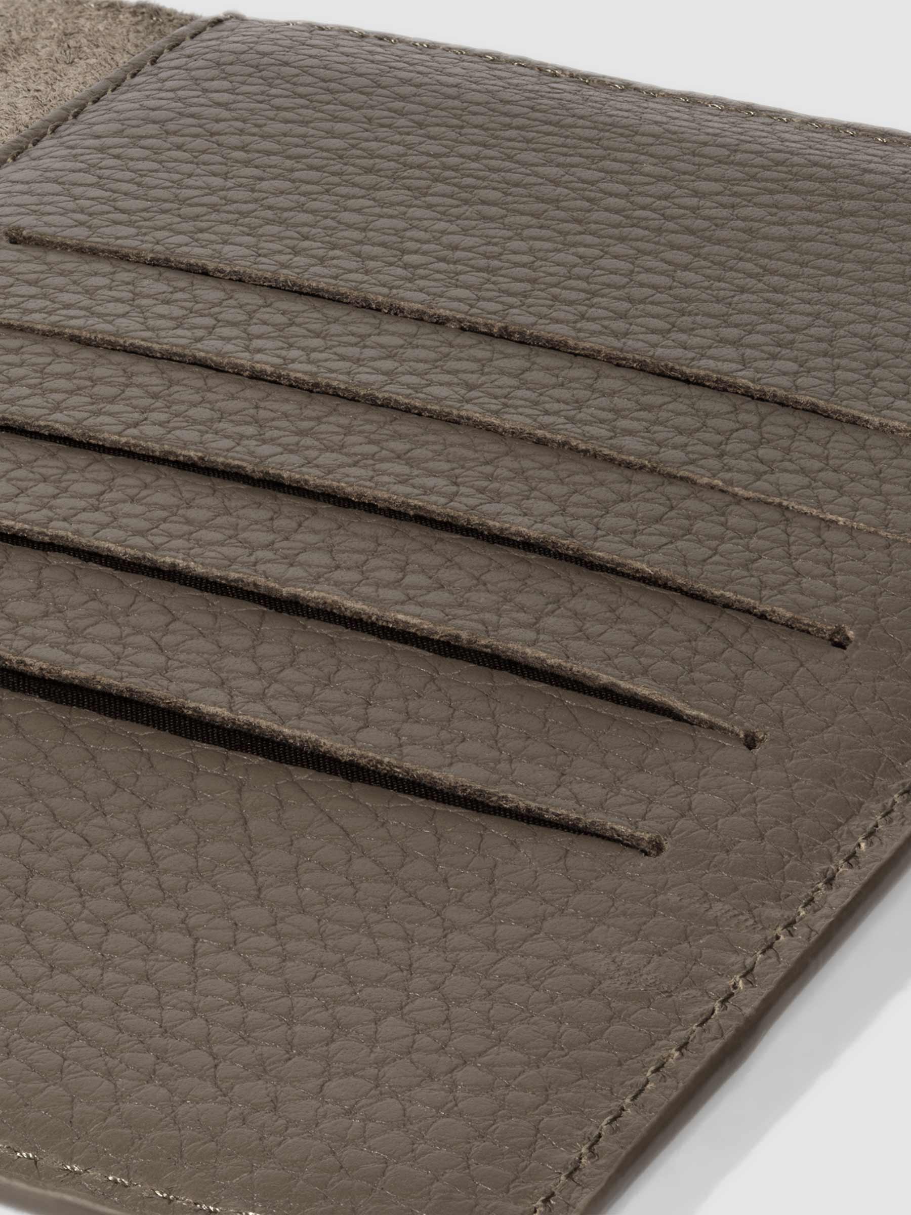 Closeup of Leon folio showing the hand-cut credit card slots.