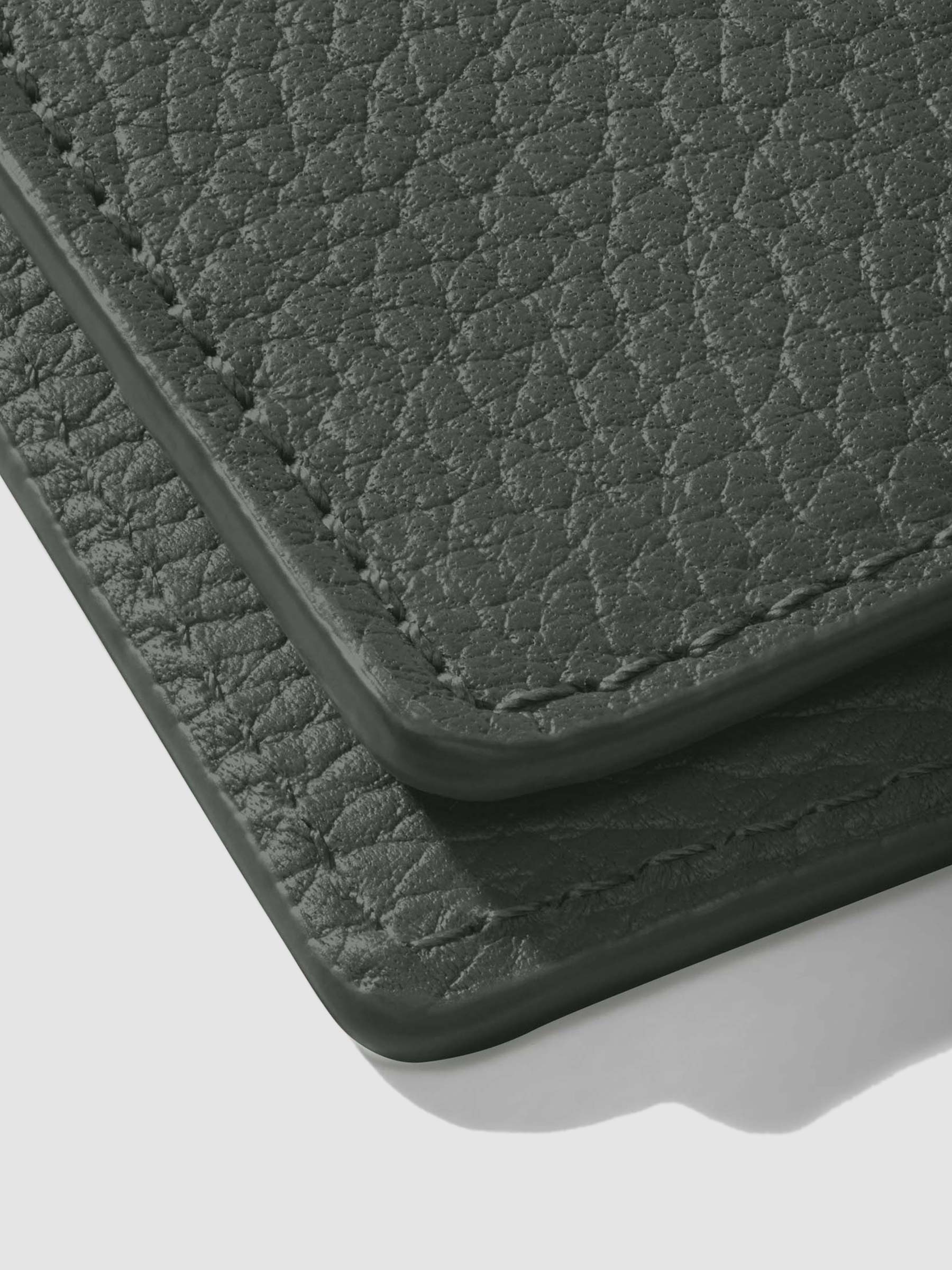 Closeup of leather folio.