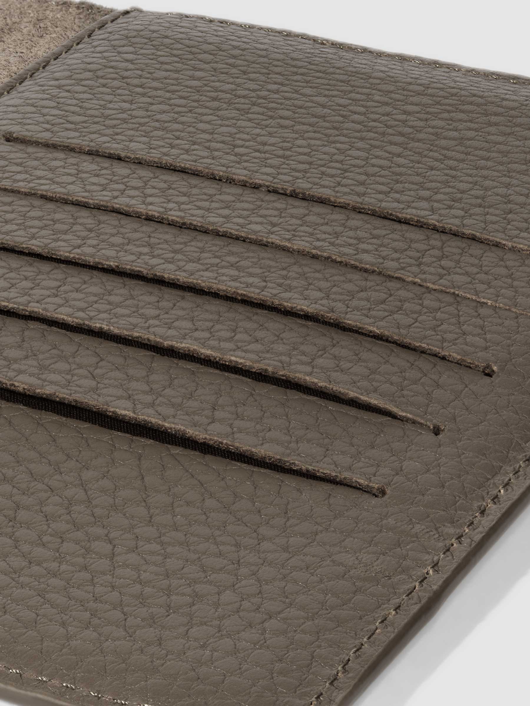Closeup of Leon folio showing the hand-cut credit card slots.