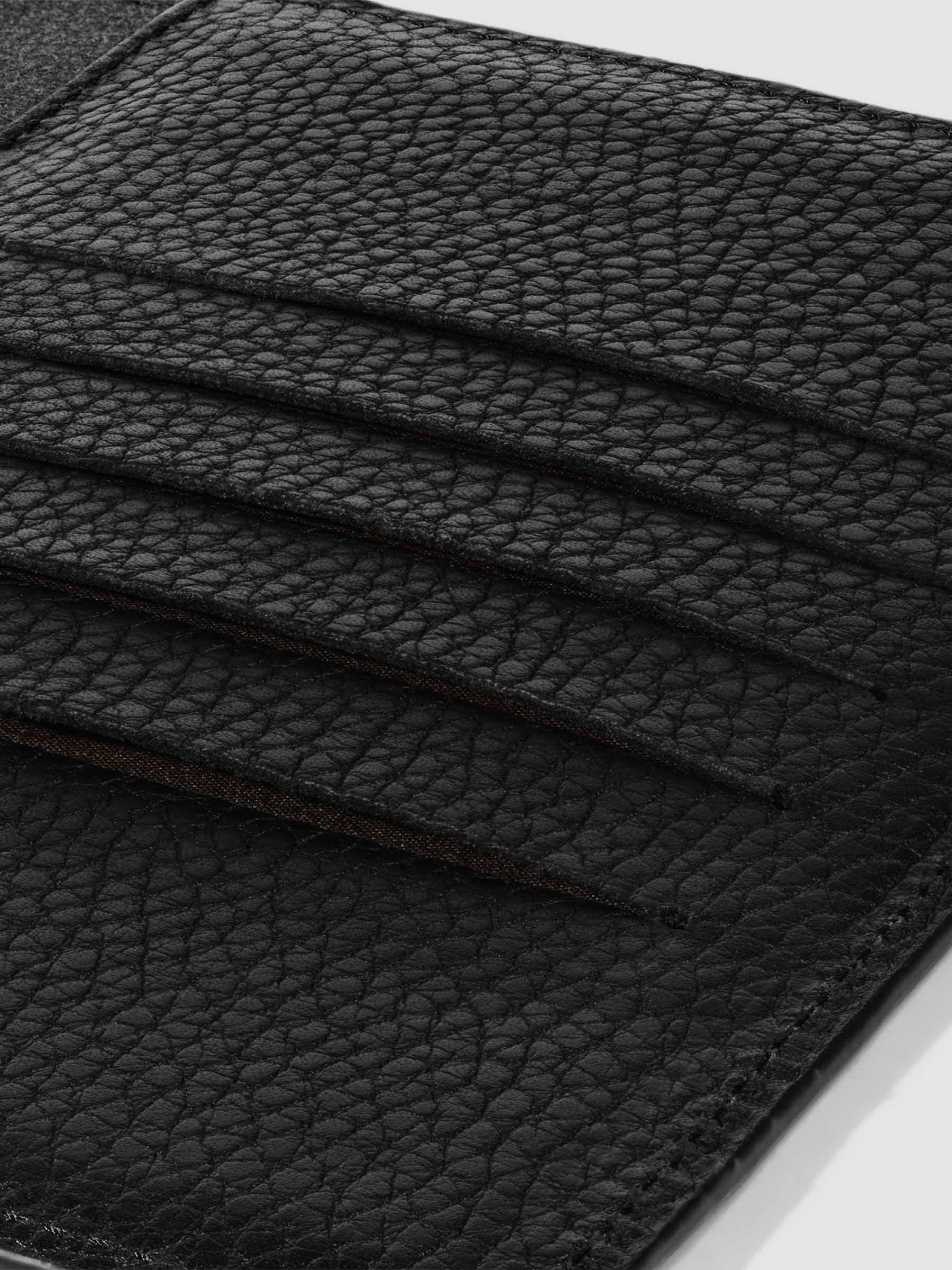 Closeup of Padrillo folio showing the hand-cut credit card slots.