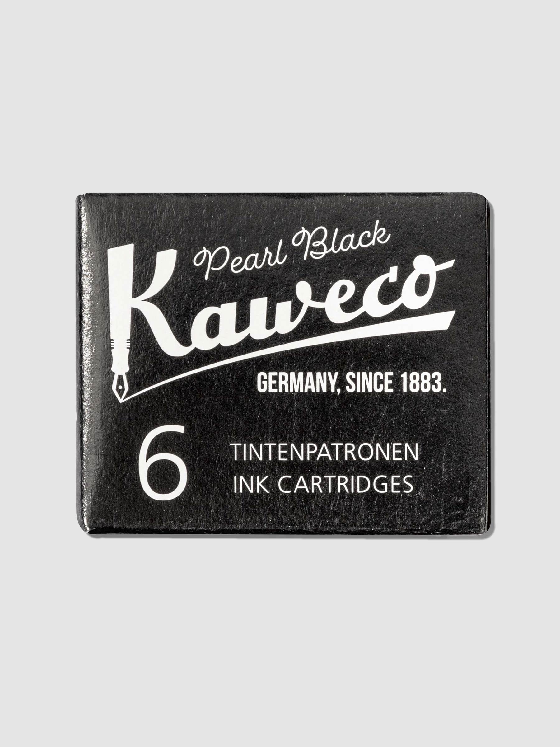 Kaweco Ink Refill Cartridge, Black, Cloth and Paper. Box of refills displayed in their packaging on a neutral background.