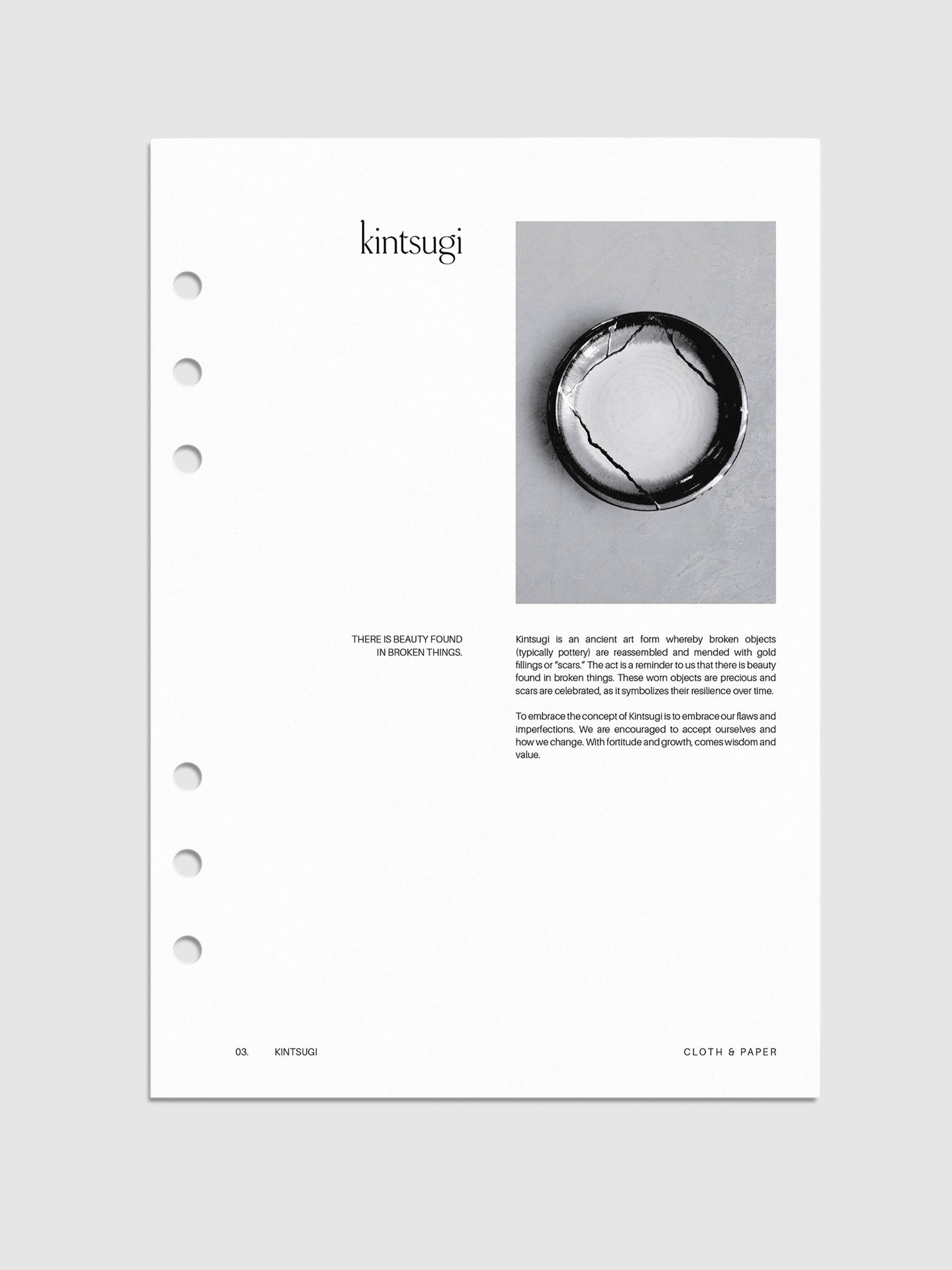 Kintsugi Planner Dashboard, A5, Cloth and Paper. Digital mockup of dashboard in A5 sizing. 