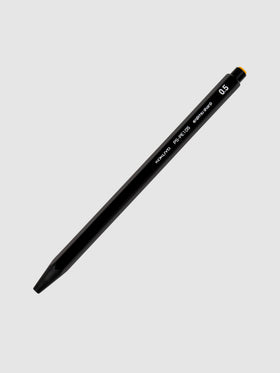 Kokuyo Enpitsu Sharp Mechanical Pencil, 0.5, Black, Cloth and Paper. Pencil turned to the right against a neutral background.