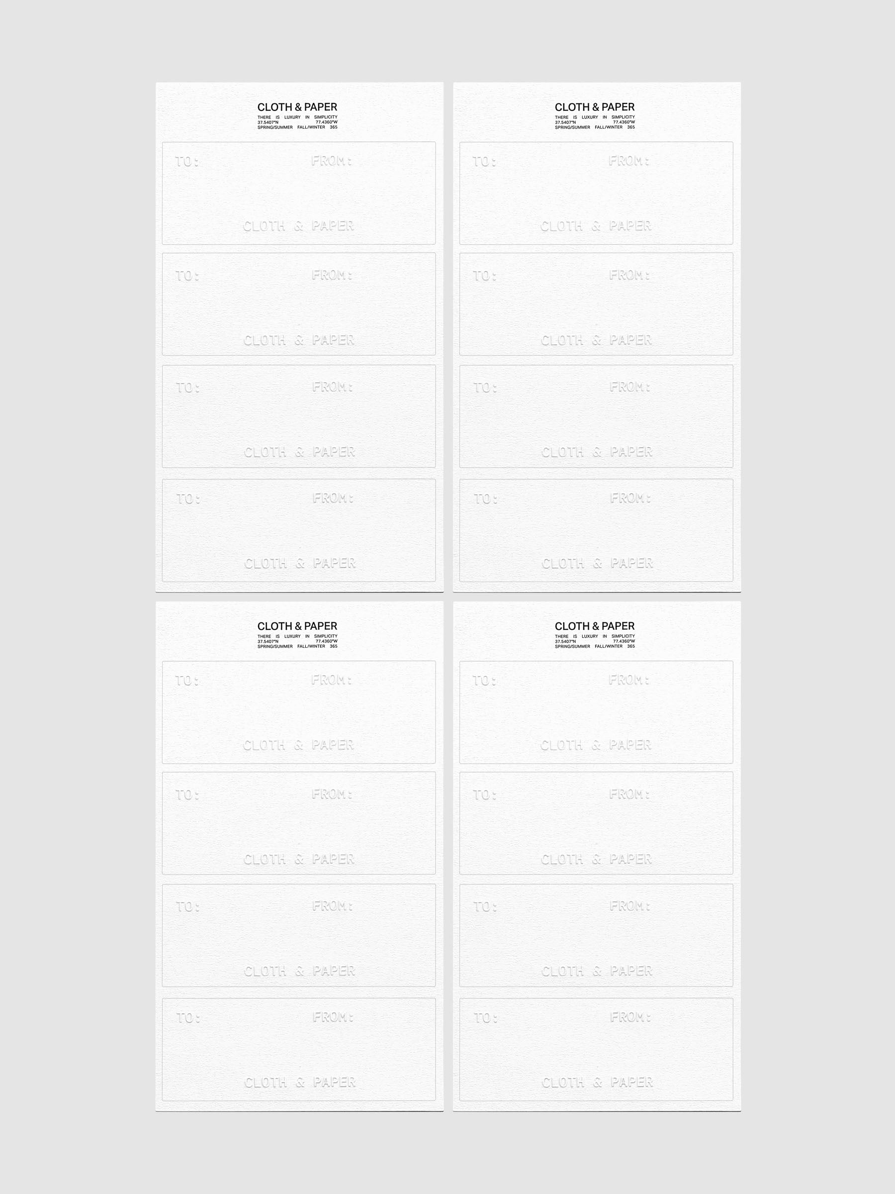 Four sheets with four stickers each of the Label Planner Stickers | Gift Tag on a neutral background.