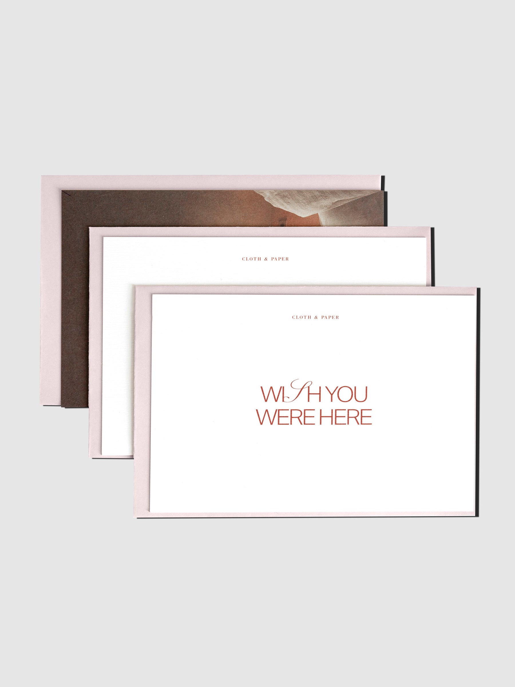 Set of 3 cards with matching pink envelopes displayed on a neutral background.