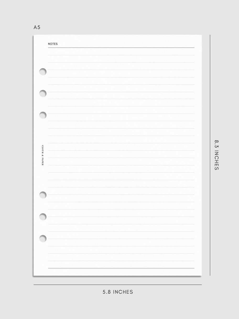 Lined Notes Planner Inserts | Cloth & Paper