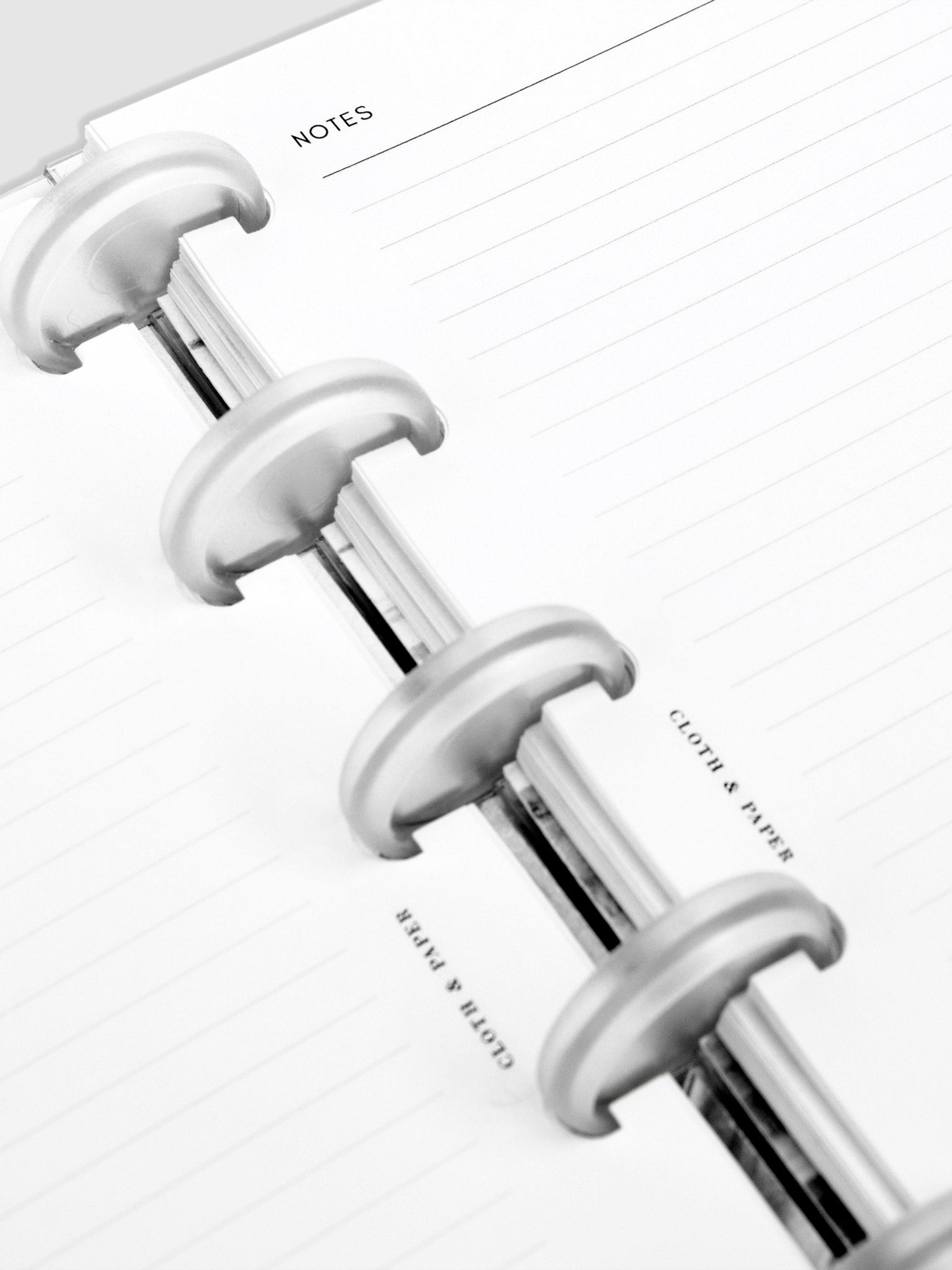 Close up of the Lined Notes Planner Inserts in size CP Petite.