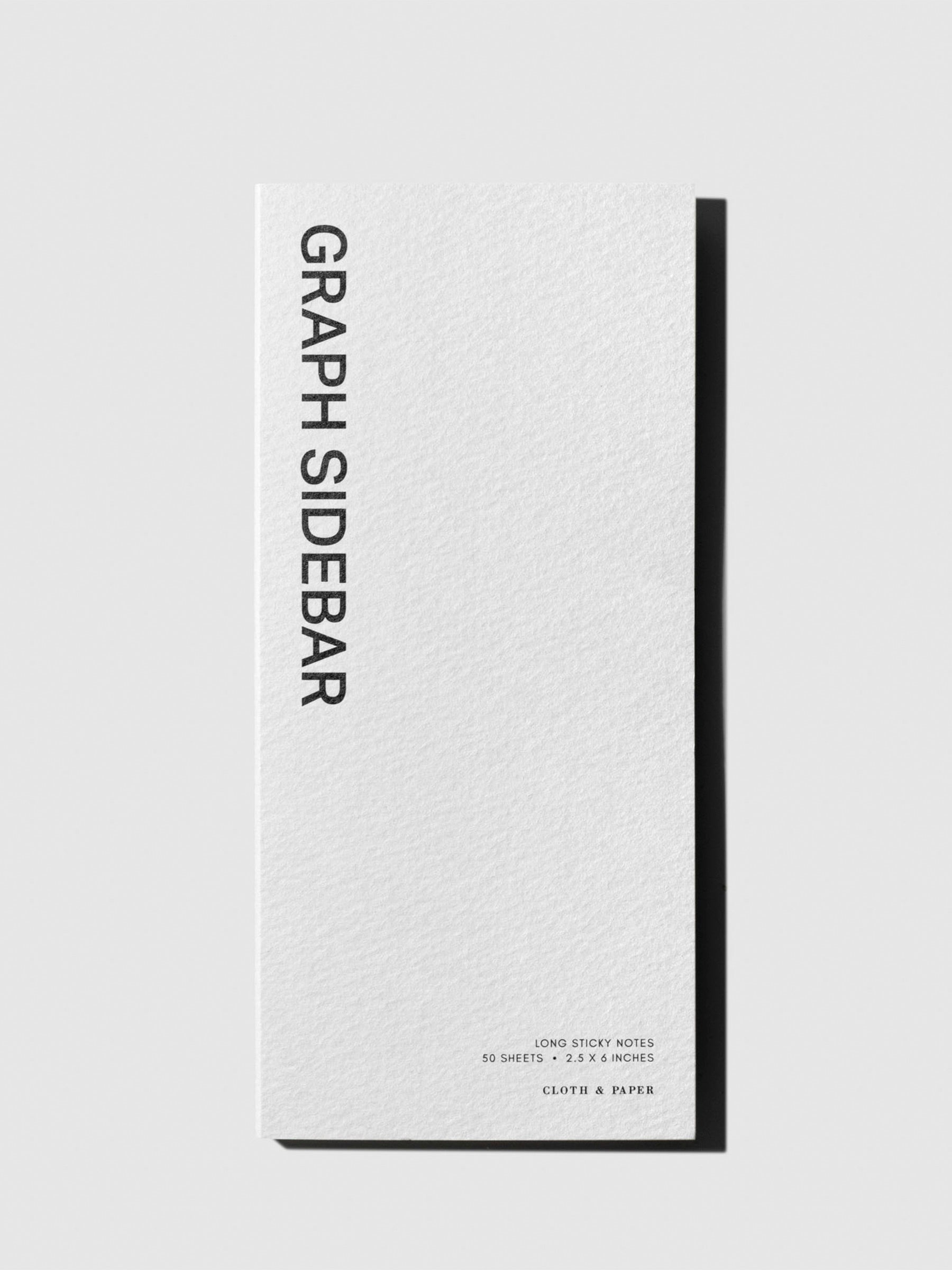 Long Graph Sidebar Sticky Note, Cloth and Paper. Sticky note packaging displayed on a neutral background.