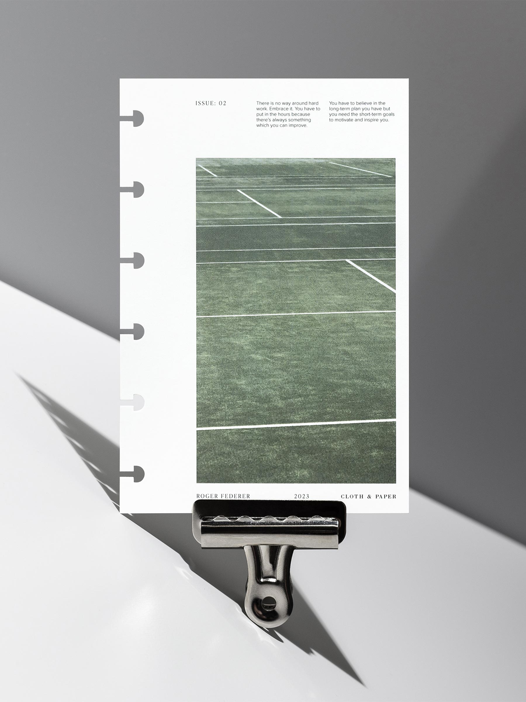 Full Court dashboard displayed with a clip on a neutral gray background. Size shown is CP Petite. 