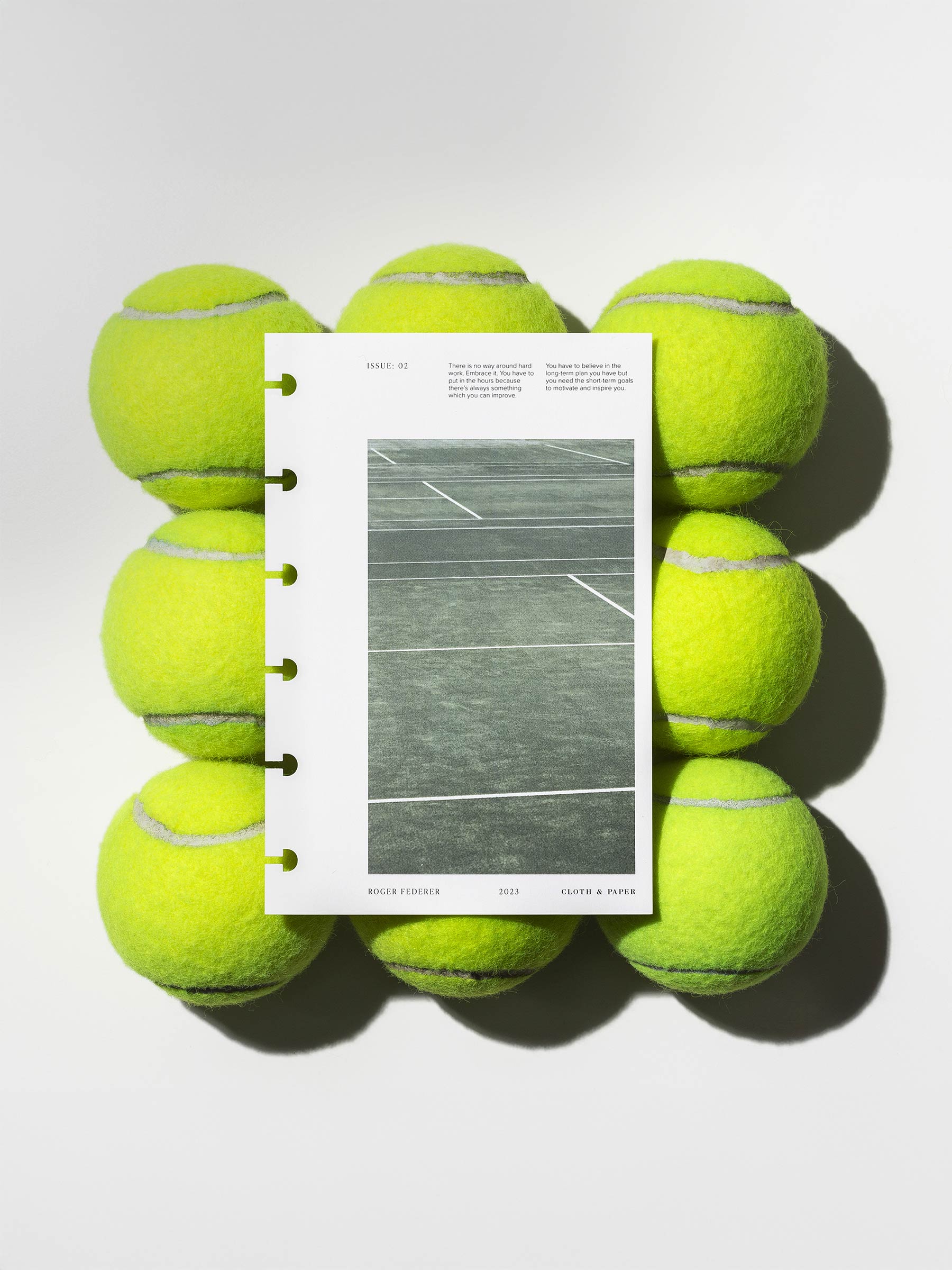 Full Court dashboard displayed on top of 12 tennis balls. Size shown is CP Petite. 