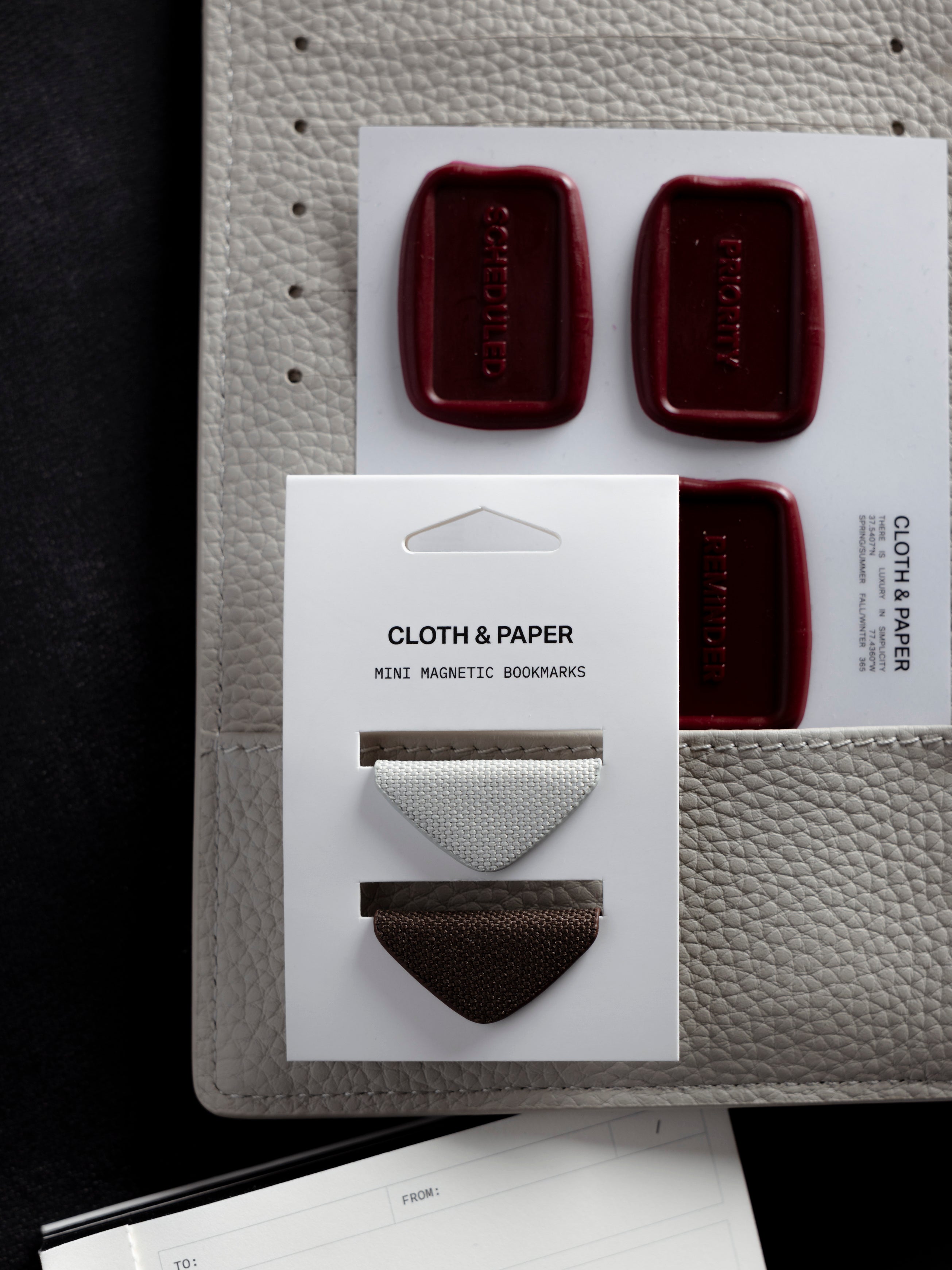 Mini Magnetic Bookmarks | Bookcloth | Walnut and Ash