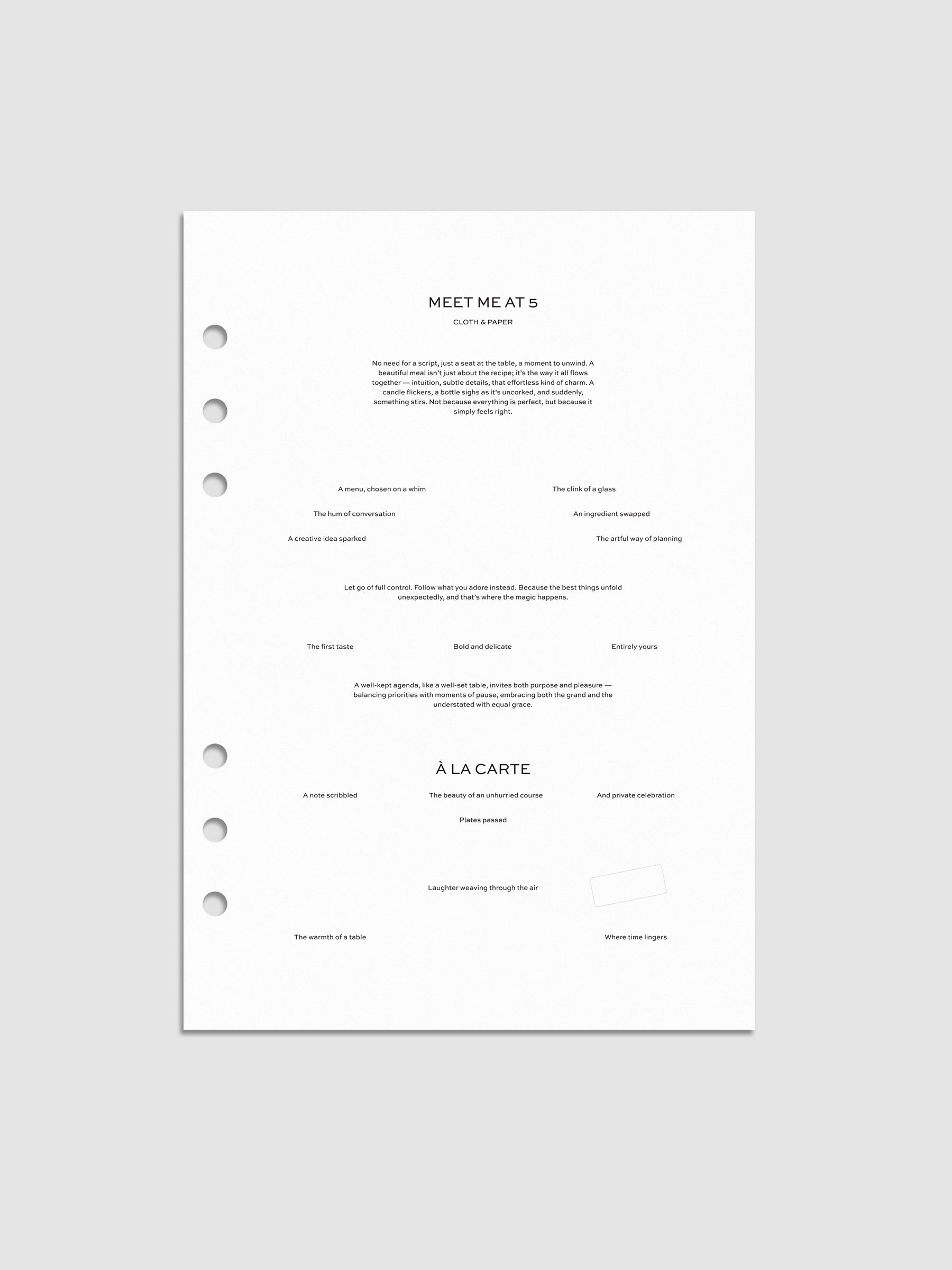 Digital Mockup of the Meet Me At 5 Planner Dashboard in A5.