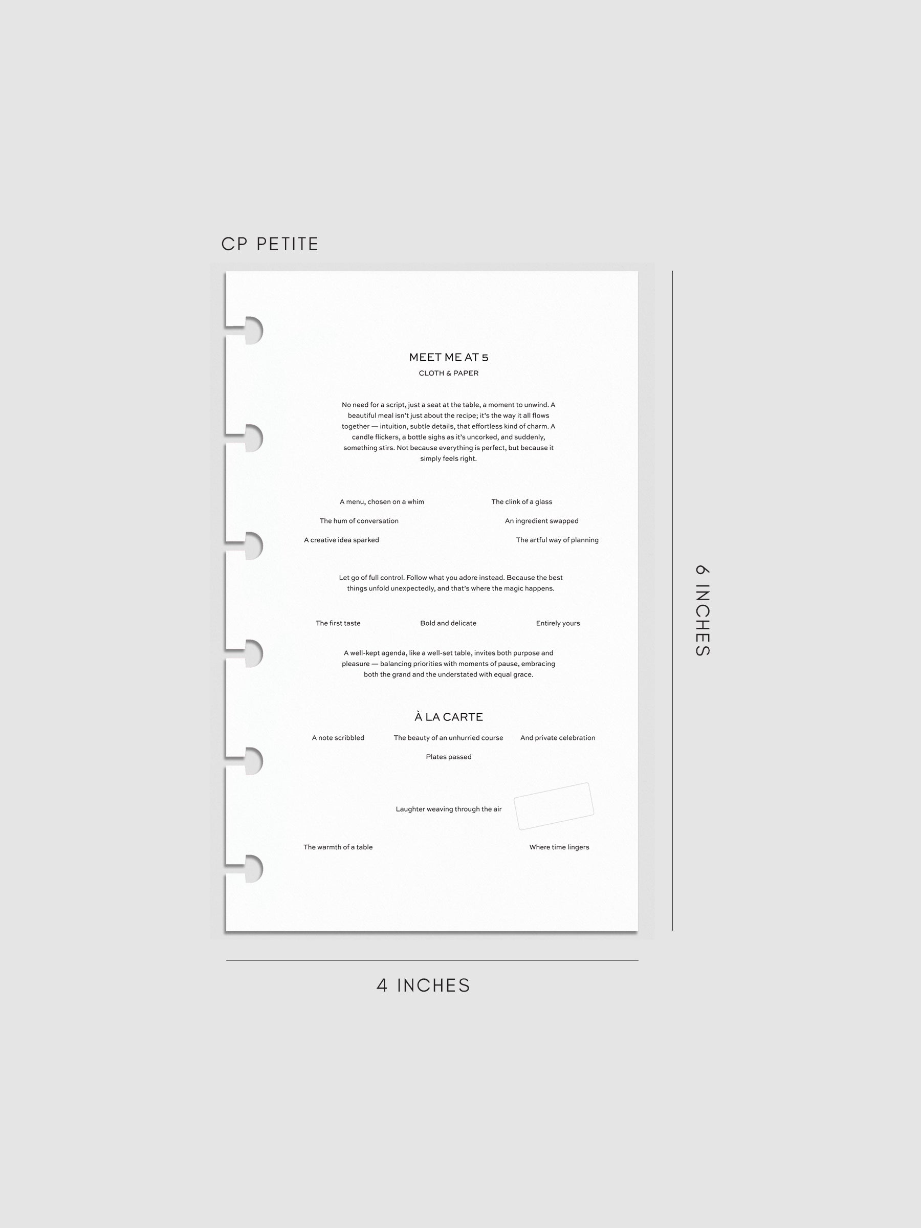 Digital Mockup of the Meet Me At 5 Planner Dashboard in CP Petite.