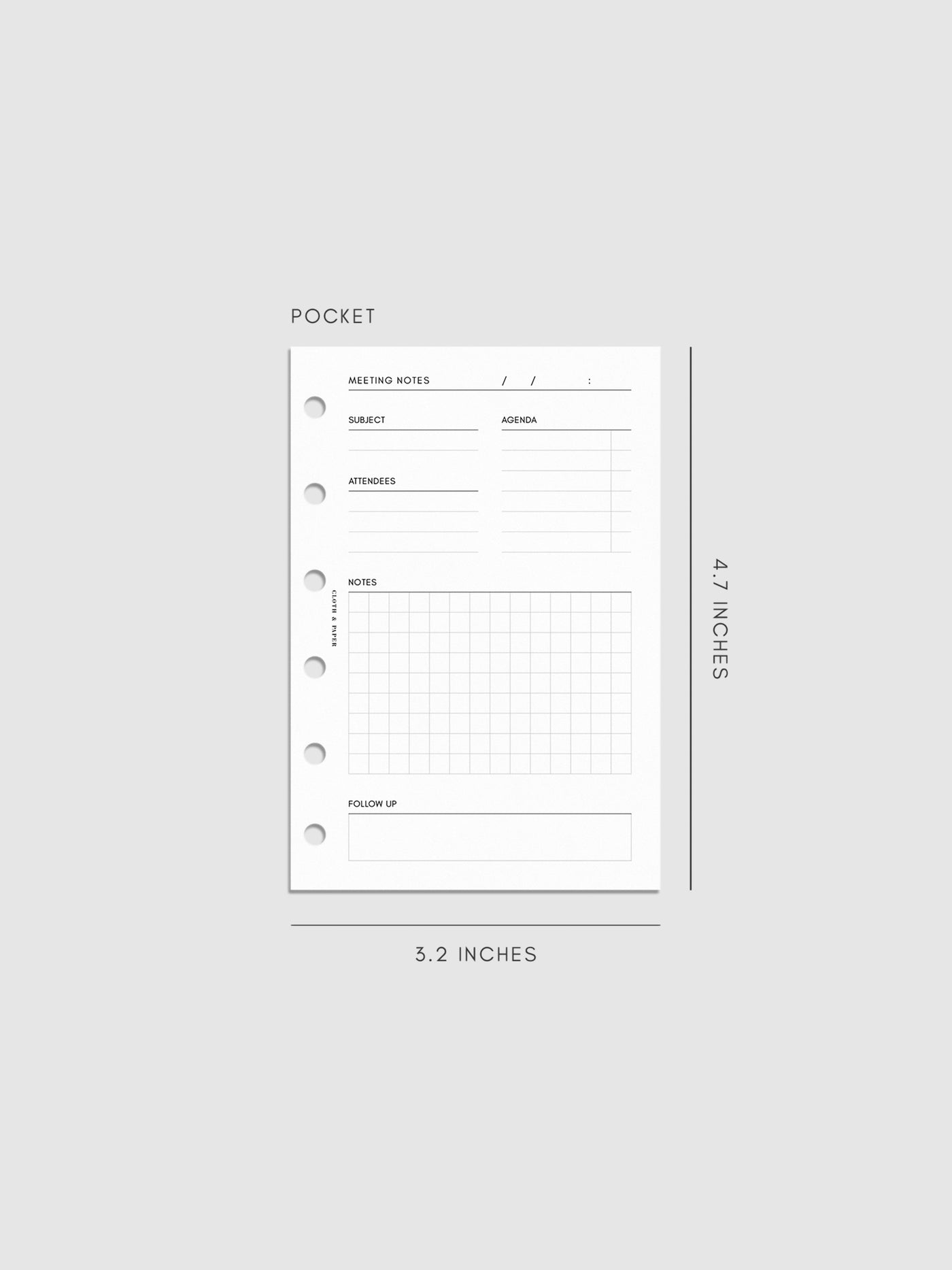 Meeting Notes Planner Inserts | Cloth & Paper