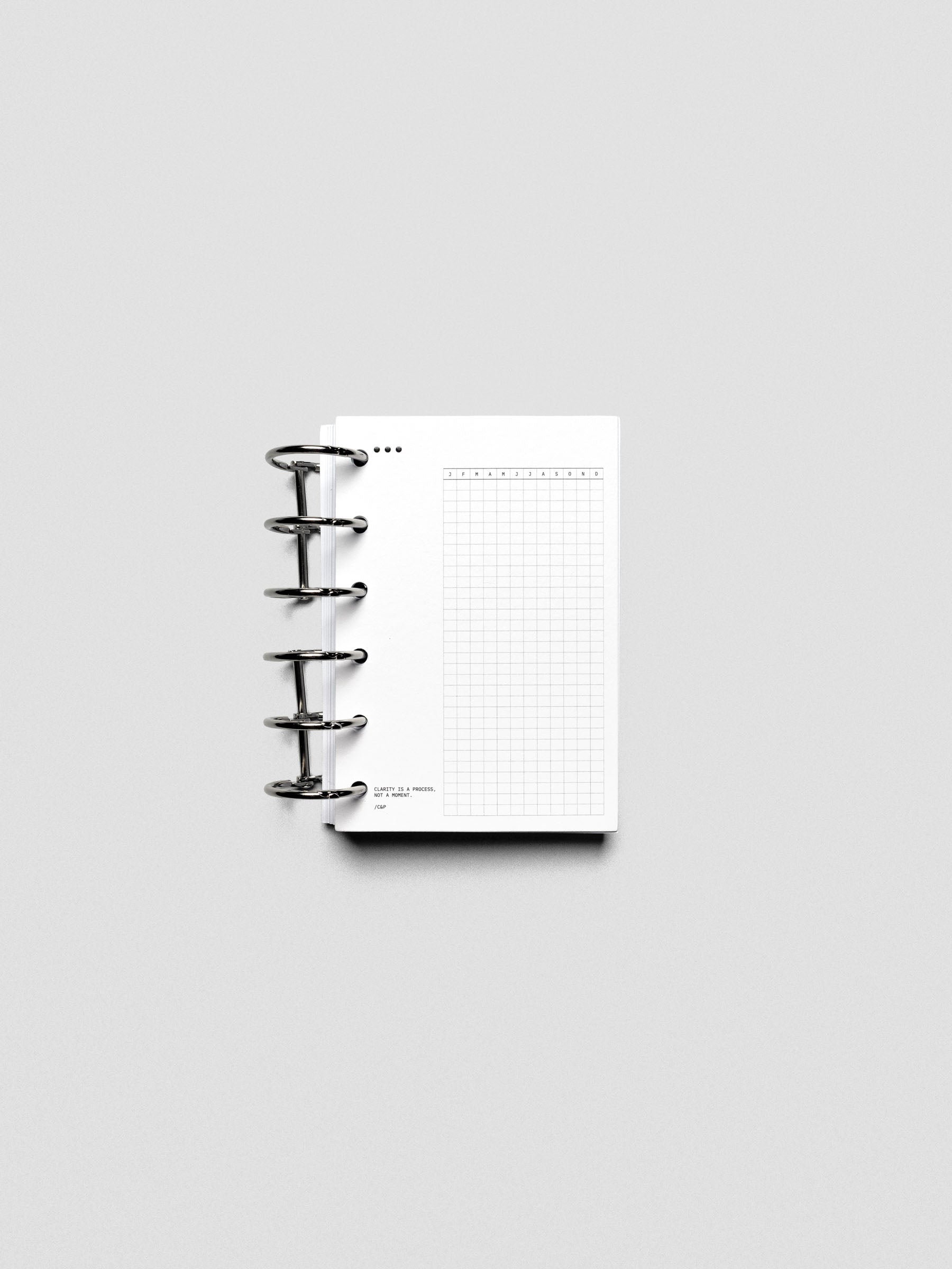 Mindful Moments Planner Dashboard in Pocket size shown ring bound.