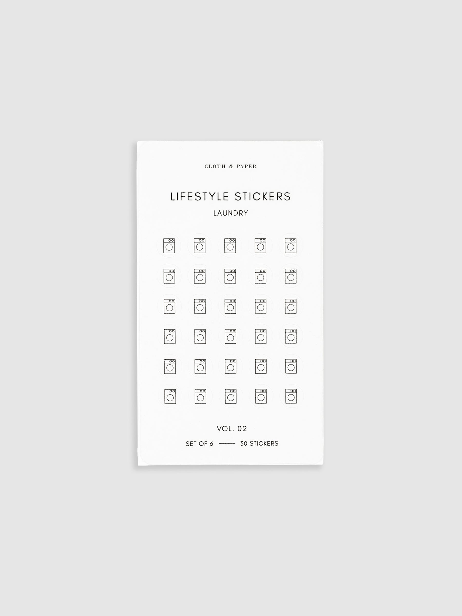 Laundry sticker sheet from Lifestyle Mini Icon Stickers displayed on a neutral background.