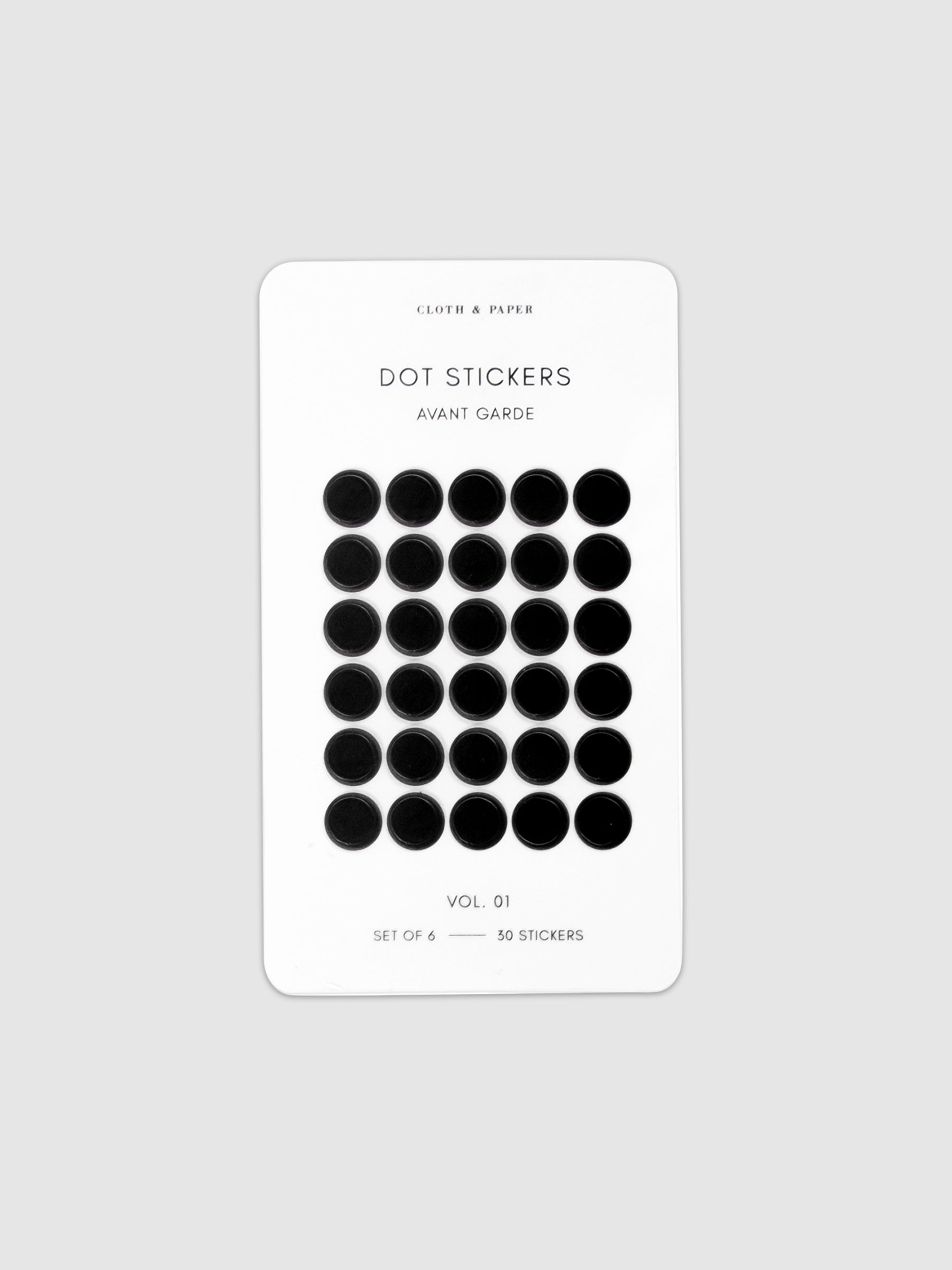 Mini Shape Sticker Set, Transparent, Avant Garde, Cloth and Paper. Dot sticker sheet against a neutral background.