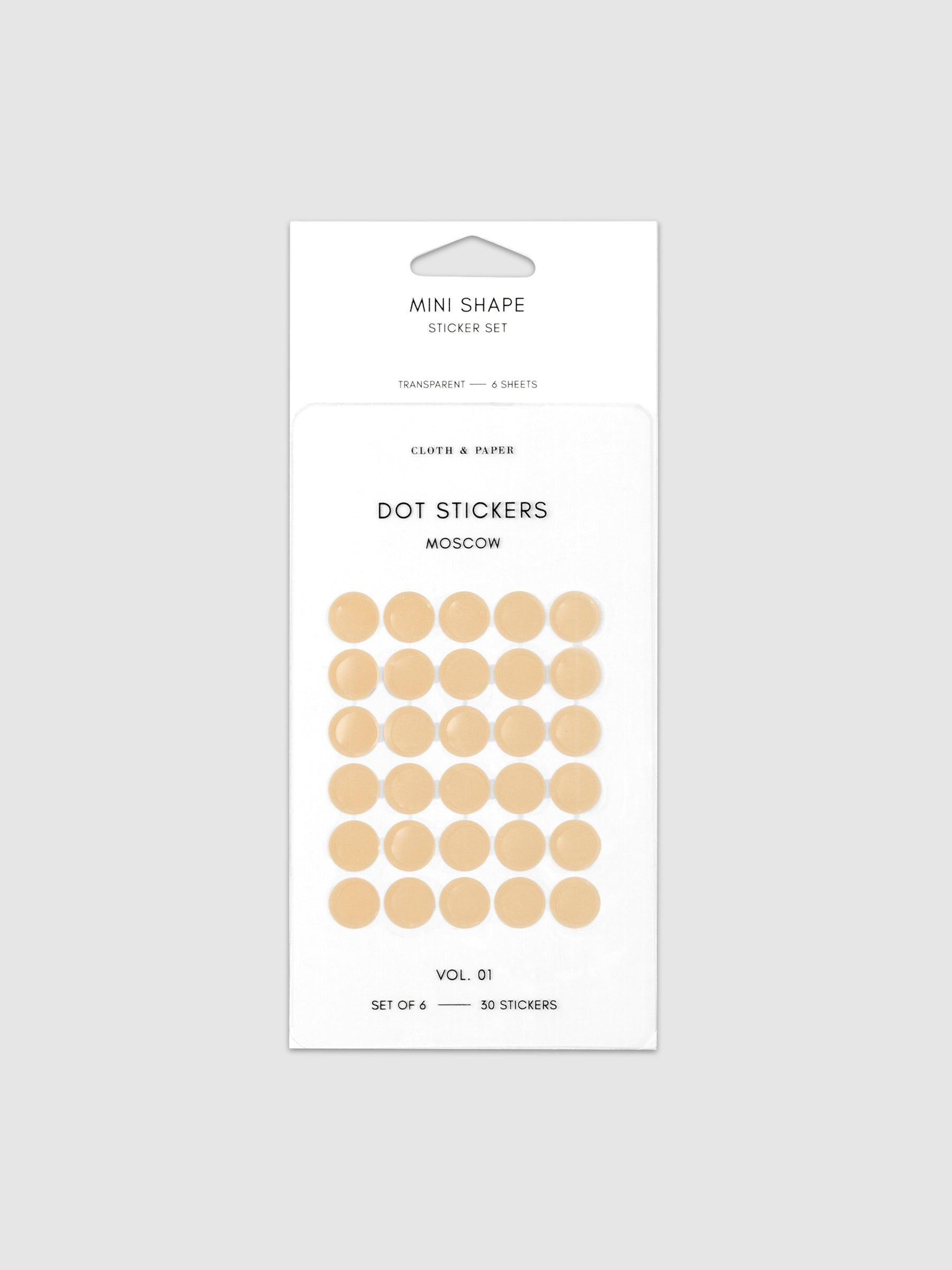 Mini Shape Sticker Set with Transparent Moscow Stickers displayed against a neutral background.