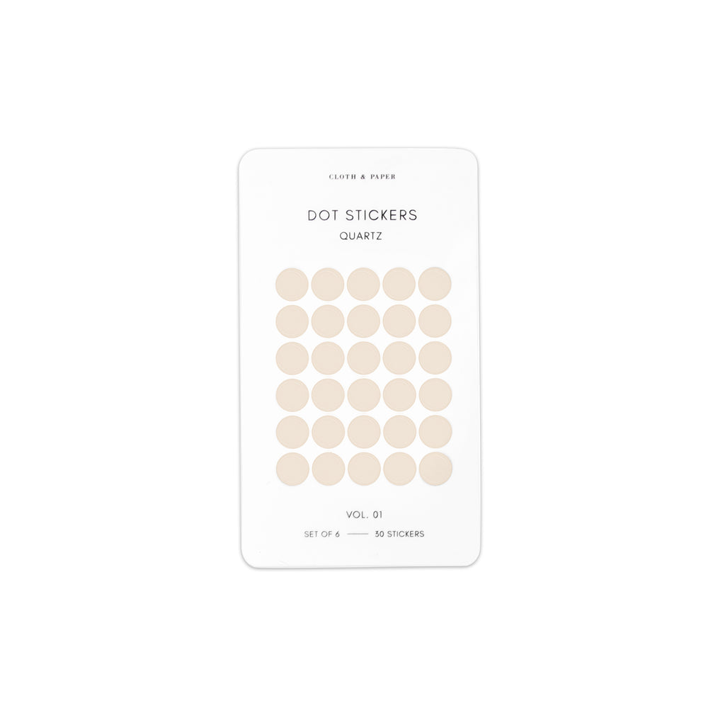 Mini Shape Sticker Set, Transparent, Quartz, Cloth and Paper. Dot sticker sheet against a white background.