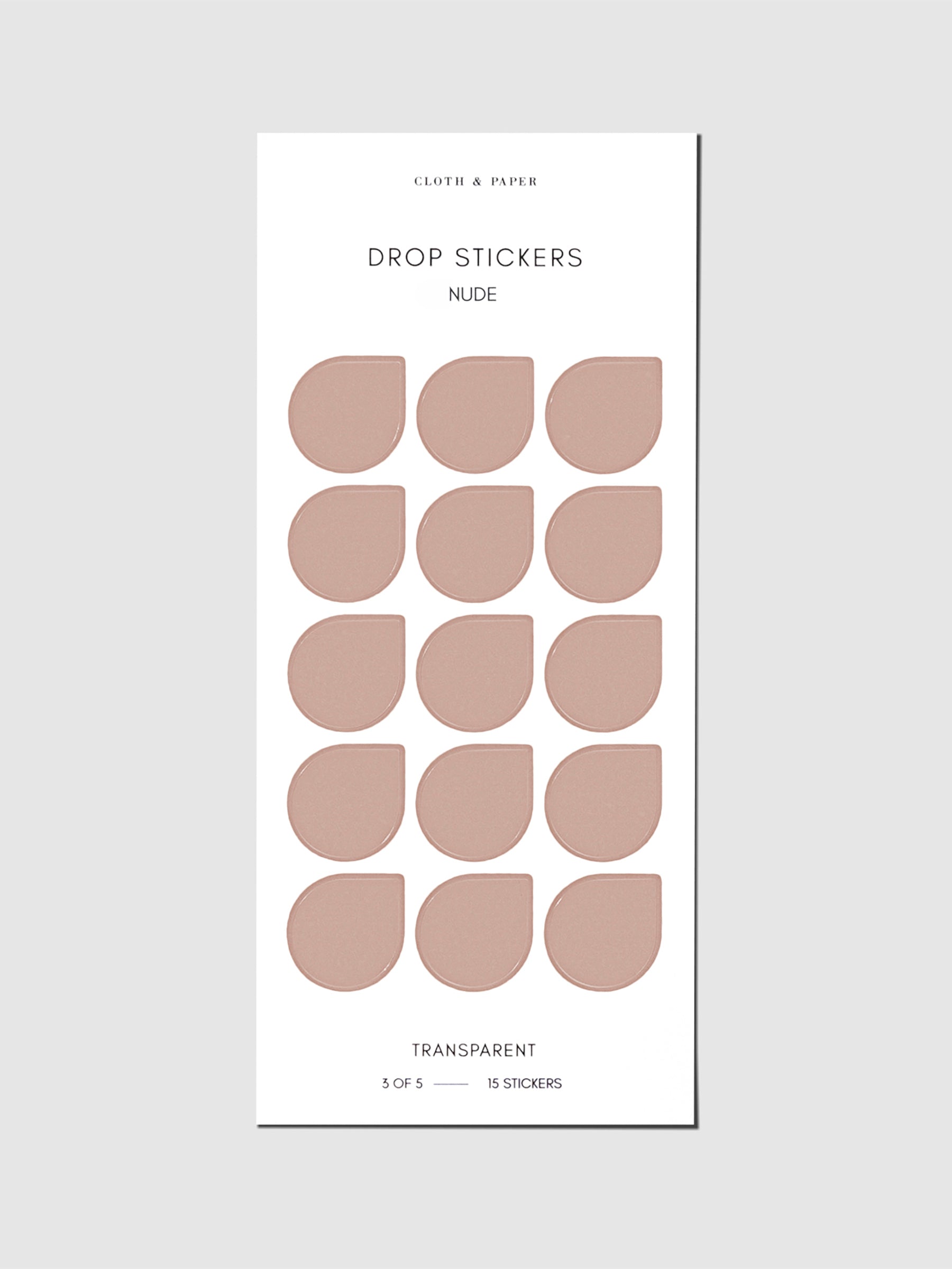 Sticker sheet displayed on a neutral background. Sticker size shown is large, color shown is Nude.