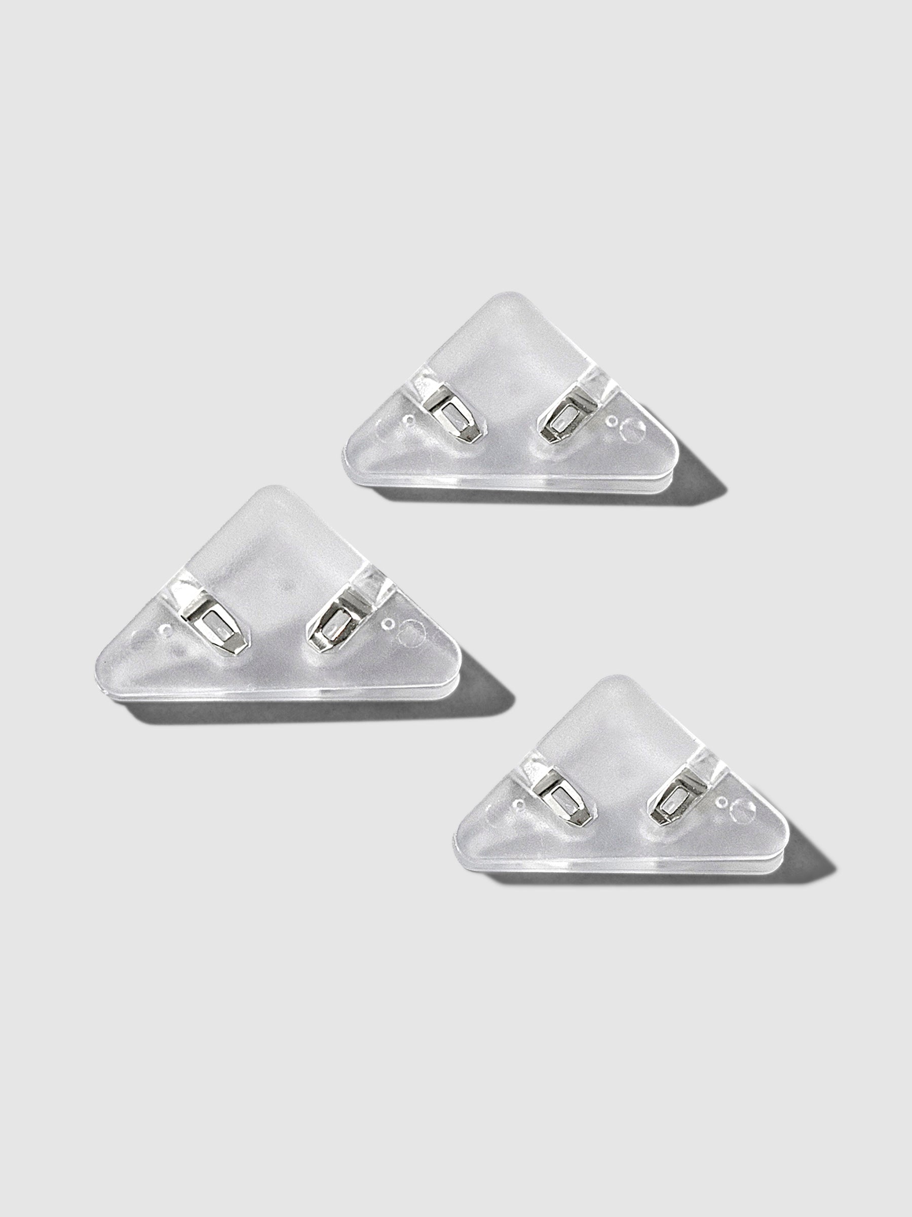 Modern Corner Clips, Cloth and Paper. Three clips shown on a neutral background.